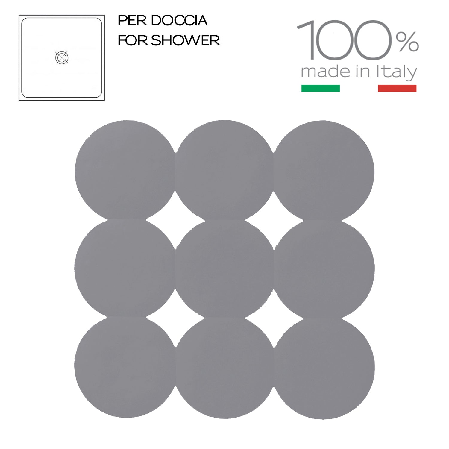 Tappeto antiscivolo doccia Giotto di Gedy 55x55 cm - Grigio by CeramicStore | Lo specialista del tuo bagno