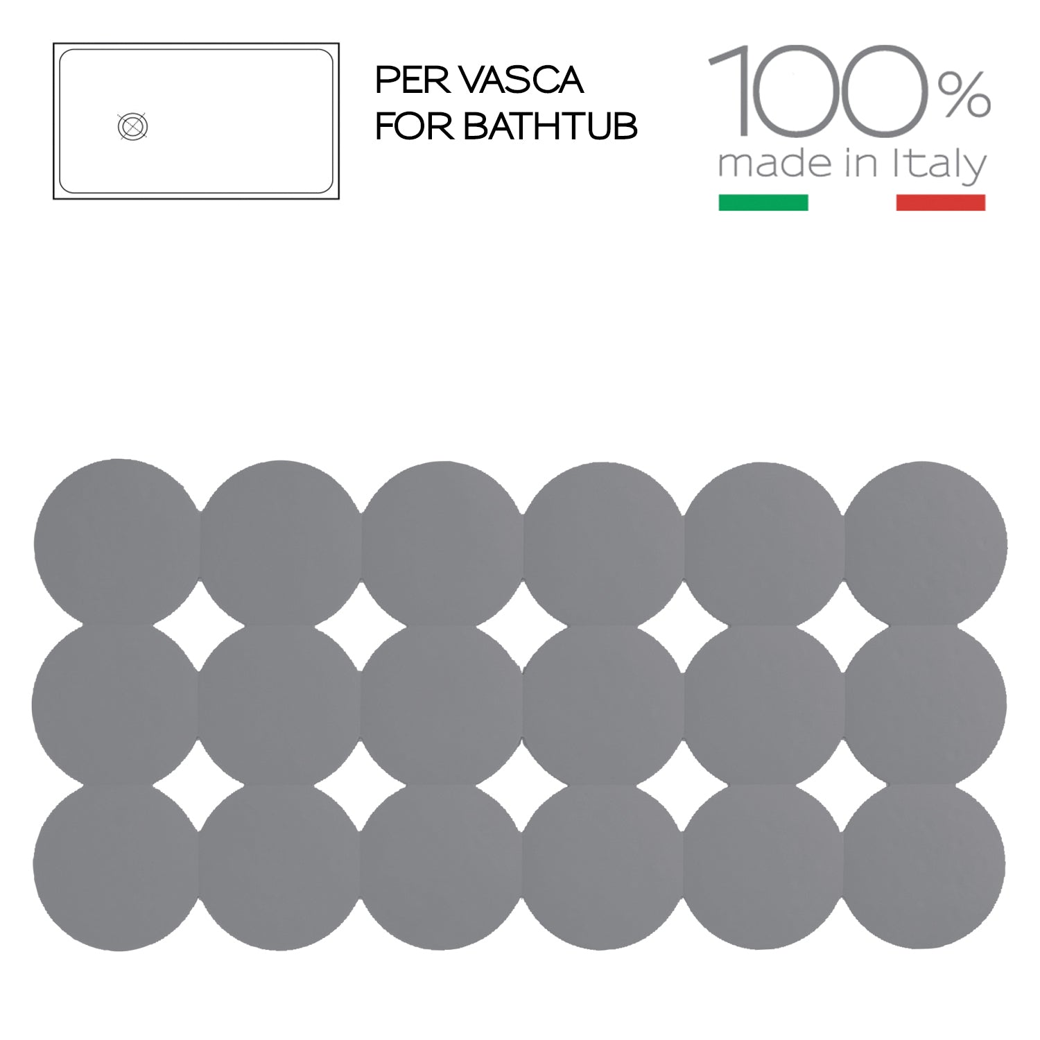 Tappeto antiscivolo vasca Giotto di Gedy 39x79 cm - Grigio by CeramicStore | Lo specialista del tuo bagno