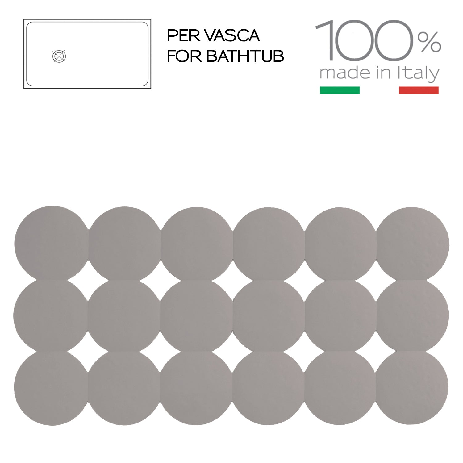 Tappeto antiscivolo vasca Giotto di Gedy 39x79 cm - Tortora chiaro by CeramicStore | Lo specialista del tuo bagno