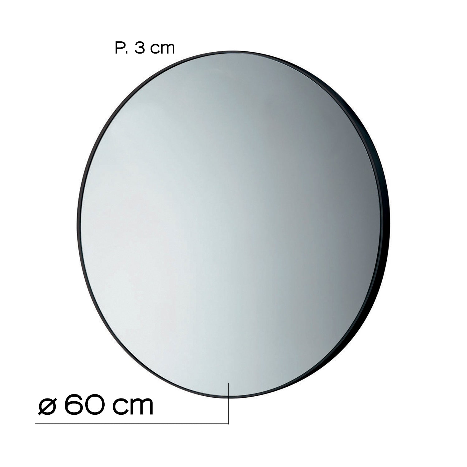 Specchio diametro 60 cm di Gedy con cornice in resine termoplastiche - Nero by CeramicStore | Lo specialista del tuo bagno
