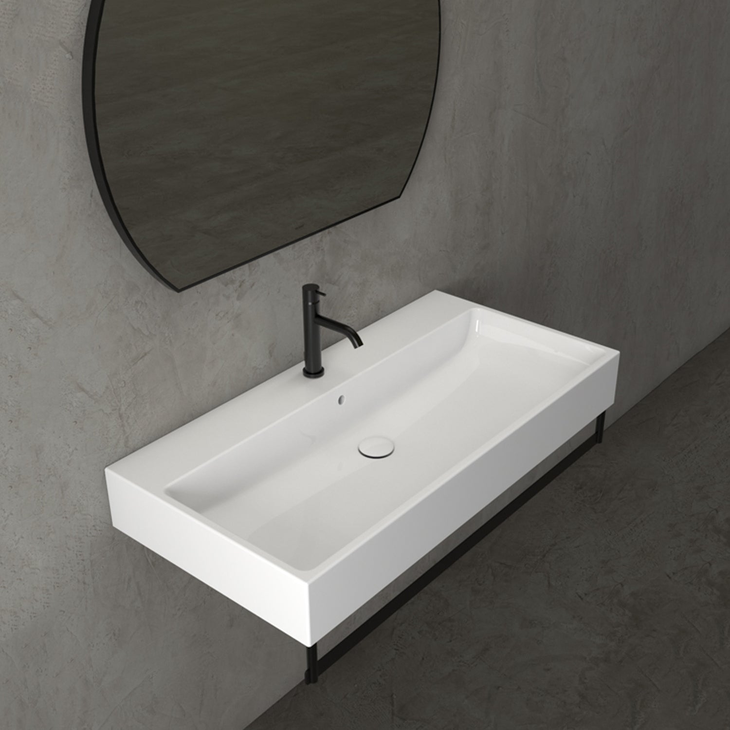 Lavabo rettangolare Stone 100x50x13 cm Ceramica Globo €“ Bianco lucido