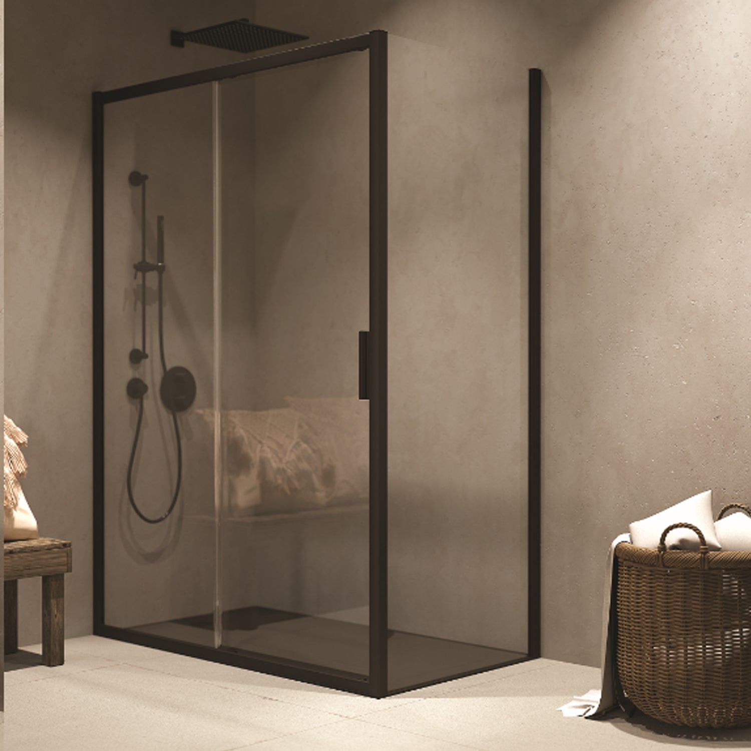 Parete fissa Barbados 70cm cristallo 6mm profilo nero Made in Italy by CeramicStore | Lo specialista del tuo bagno