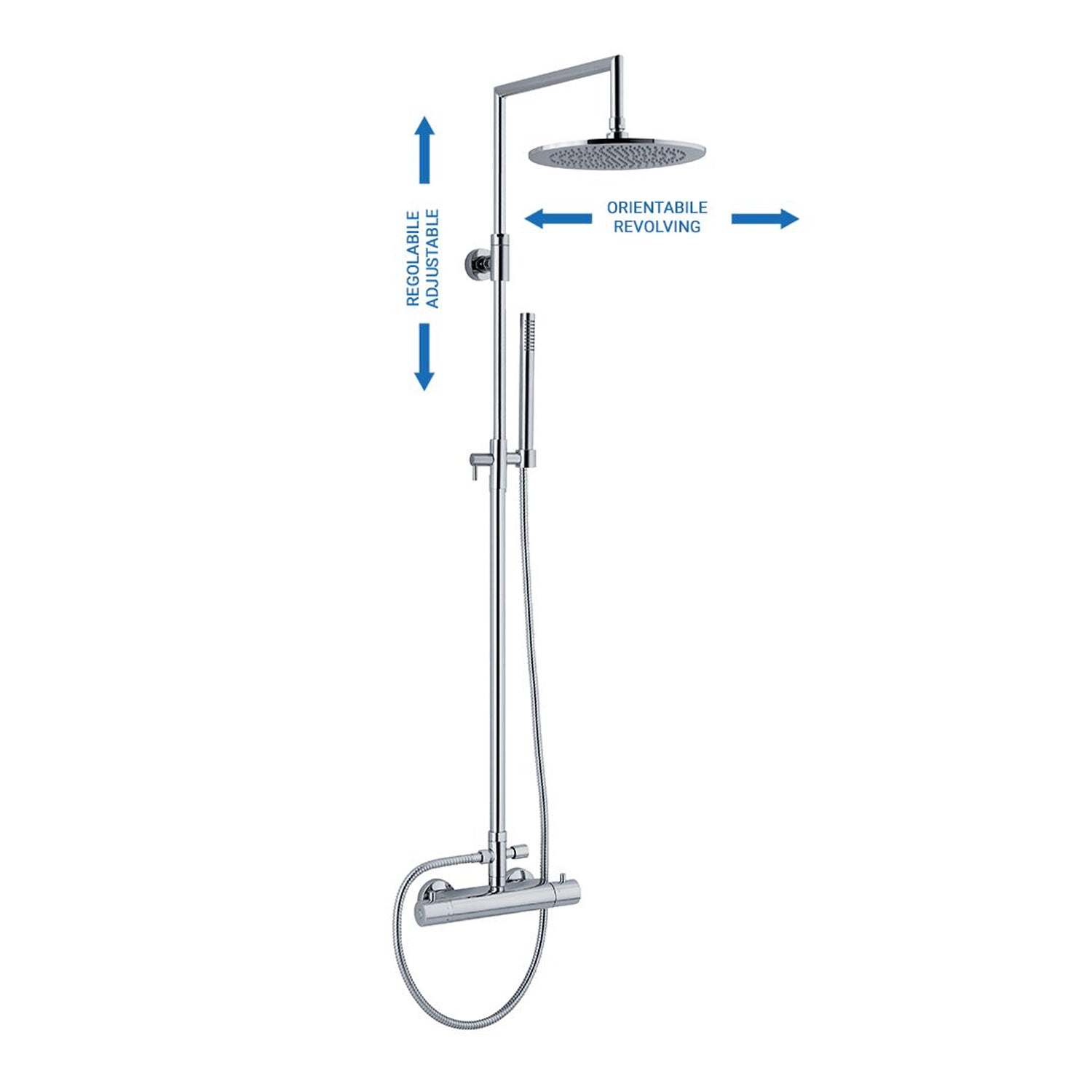 Colonna doccia tonda 2,4cm con soffione Linz e termostatico TM3C by CeramicStore | Lo specialista del tuo bagno