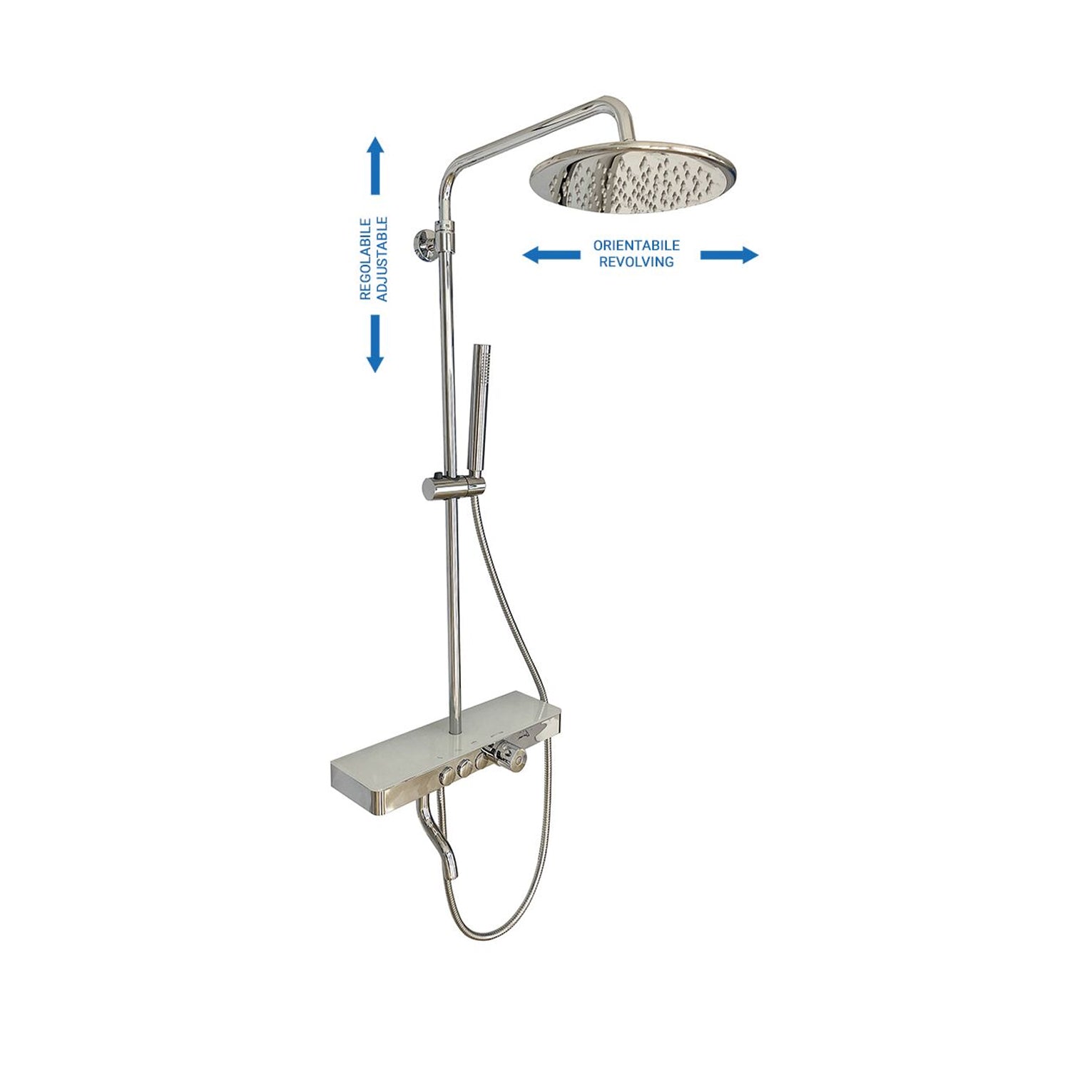 Colonna doccia tonda con soffione, bocca riempi vasca e termostatico by CeramicStore | Lo specialista del tuo bagno