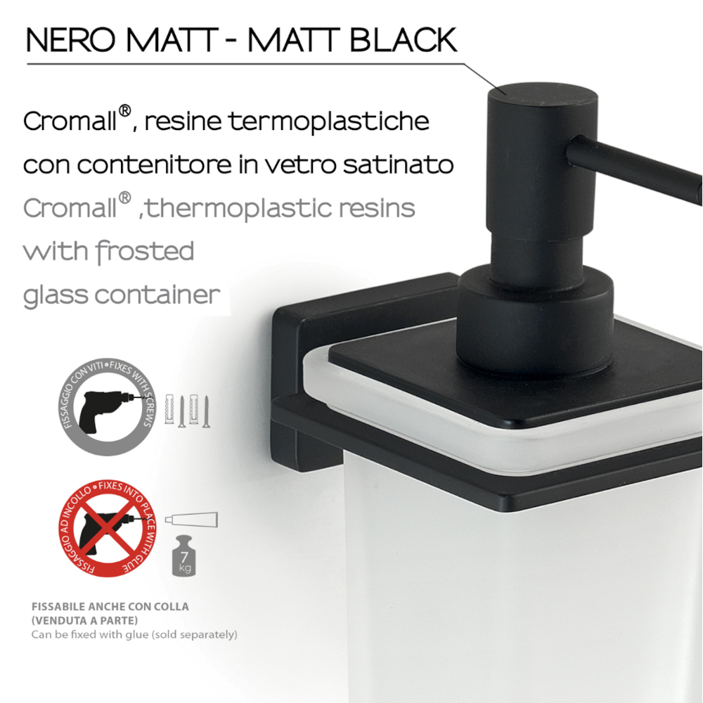 Dosasapone a parete con erogatore in Cromall Gedy modello Atena - Nero Matt by CeramicStore | Lo specialista del tuo bagno