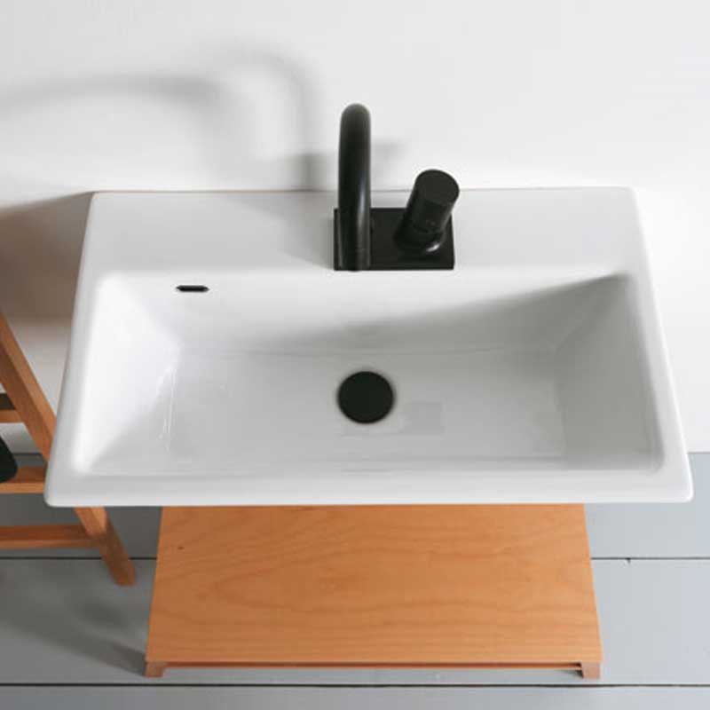 Lavabo sospeso in ceramica Xilon Lavarredo cm 75x50 colore bianco lucido Cod. 975 by CeramicStore | Lo specialista del tuo bagno