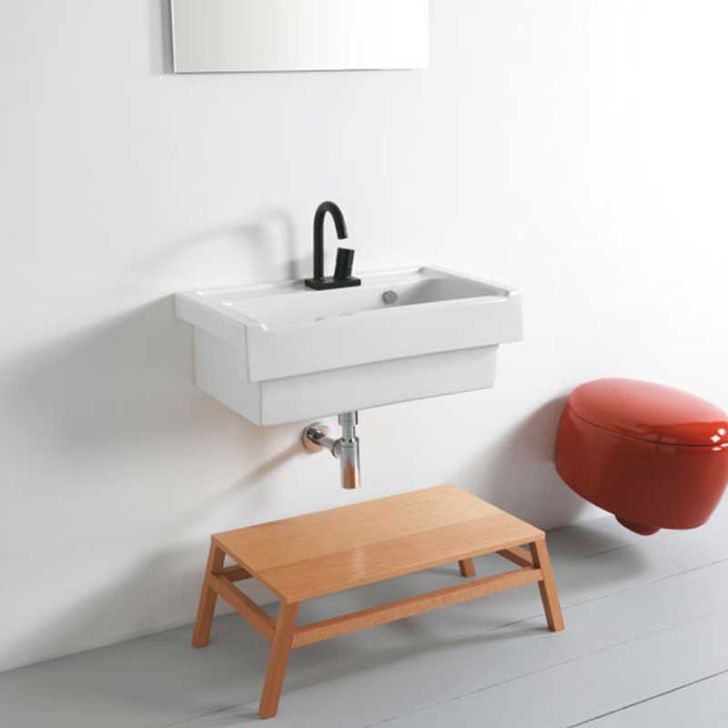 Lavabo sospeso in ceramica Xilon Lavarredo cm 75x50 colore bianco lucido Cod. 975 by CeramicStore | Lo specialista del tuo bagno