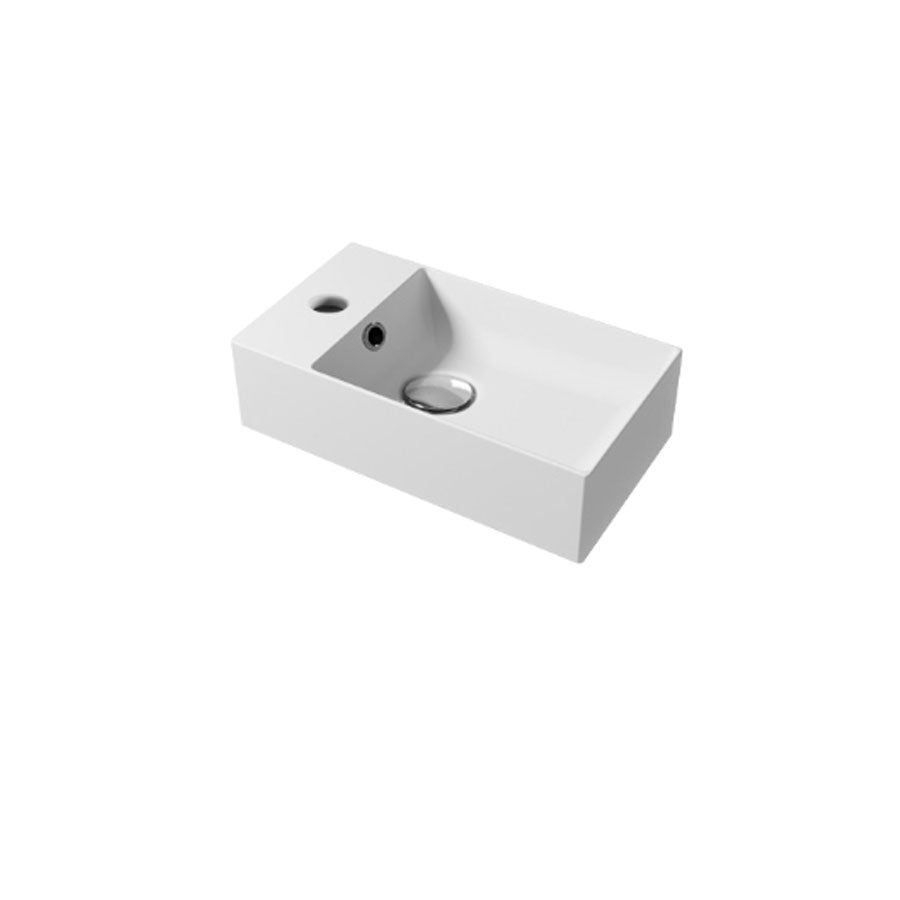 Lavamani rettangolare da appoggio o parete in ceramica bianca lucida 45x25cm serie Slim Square Disegno-Ceramica
