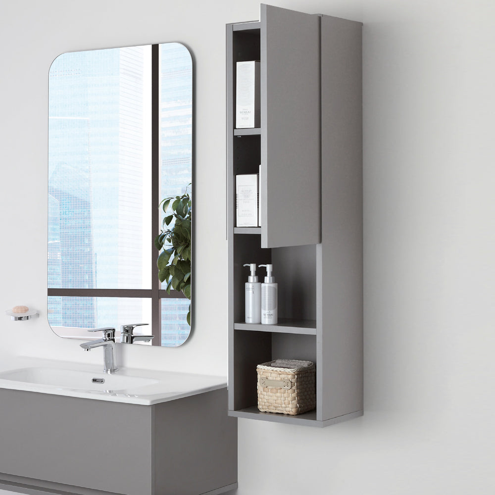 Pensile bagno Shade con anta a chiusura slow-motion e vani a giorno - Colore Grigio Medio by CeramicStore | Lo specialista del tuo bagno