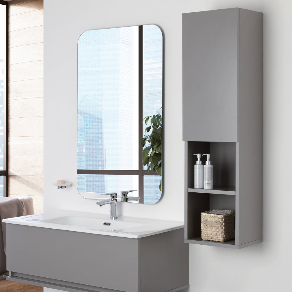 Pensile bagno Shade con anta a chiusura slow-motion e vani a giorno - Colore Grigio Medio by CeramicStore | Lo specialista del tuo bagno