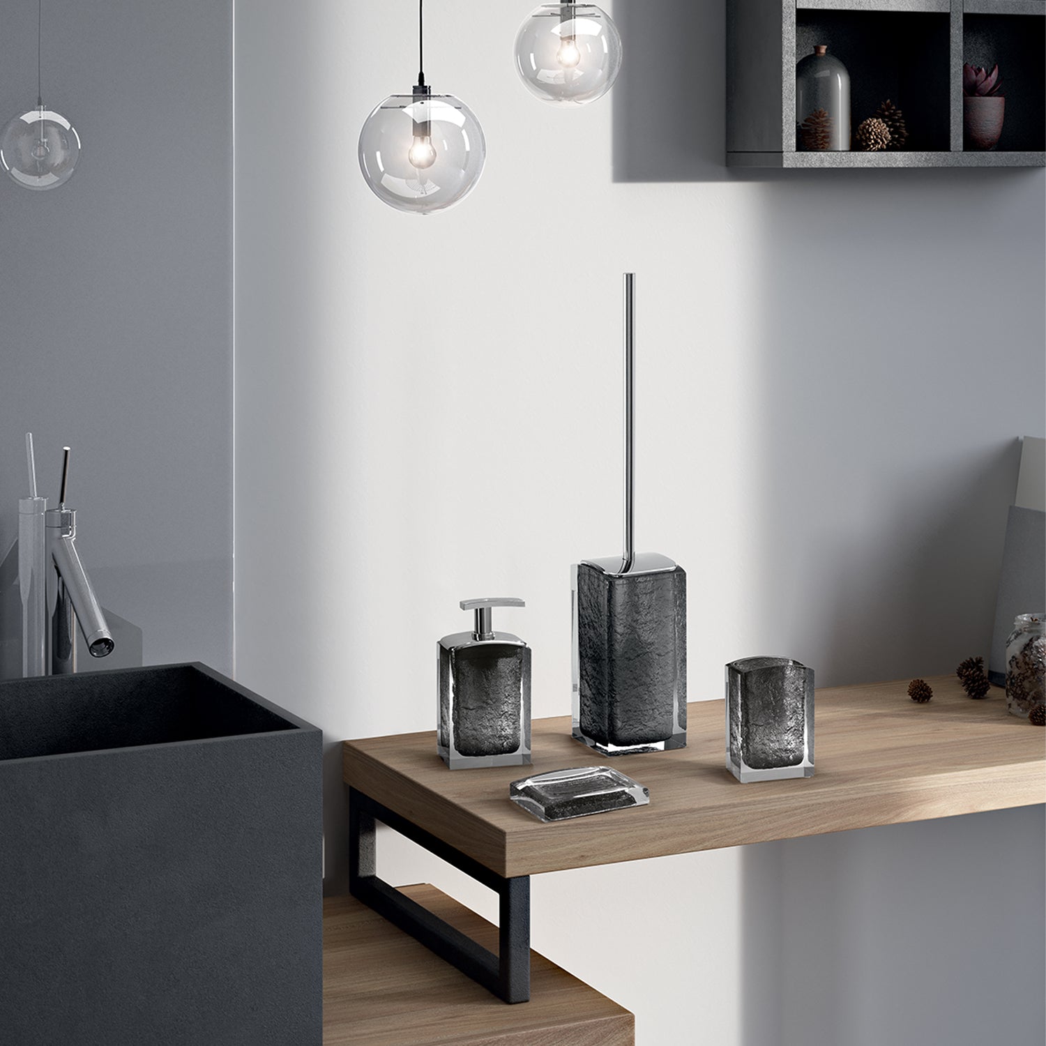 Portasapone da appoggio Gedy modello Antares - Grigio