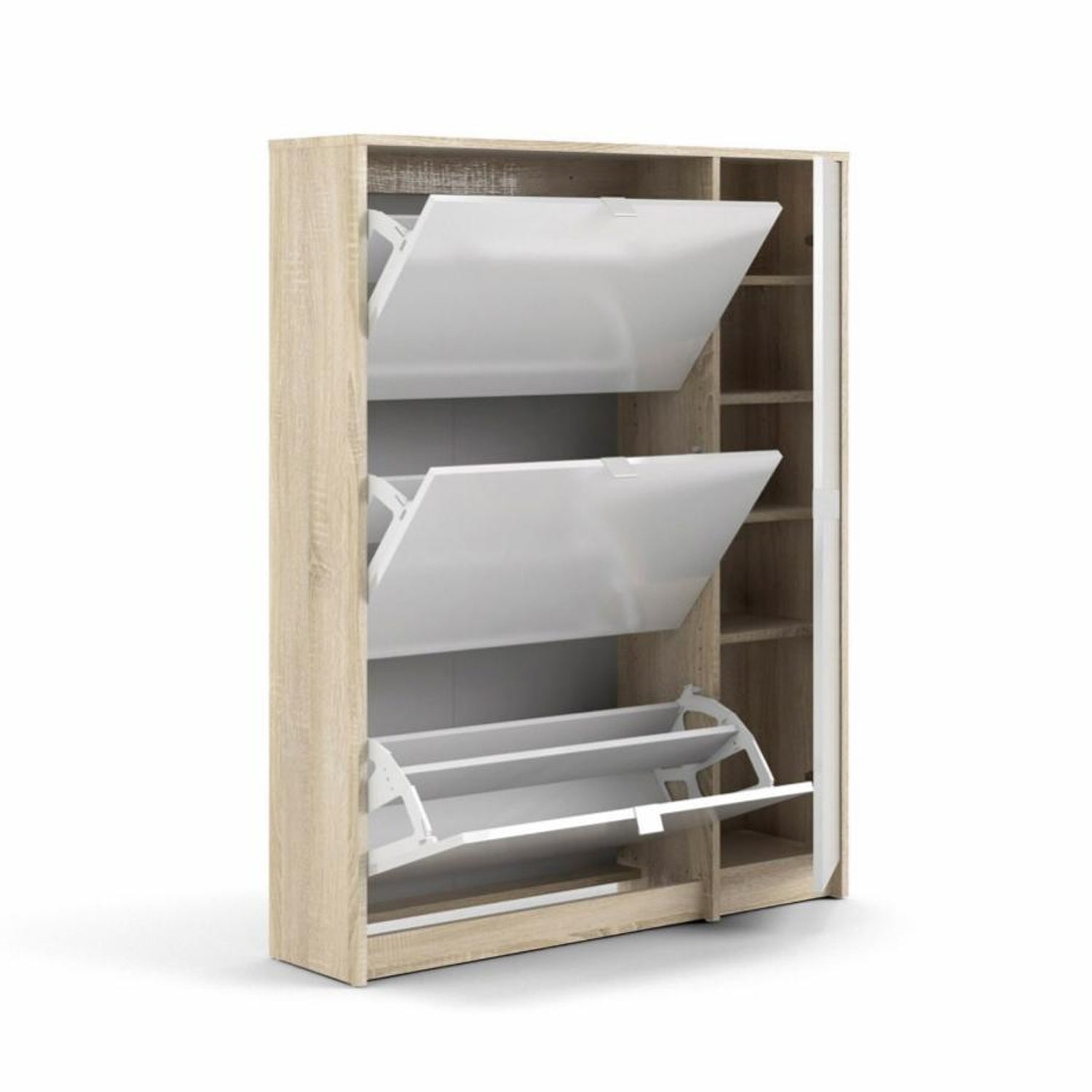 Scarpiera con ante a ribalta e anta in rovere e bianco 102x24cm e H. 125cm by CeramicStore | Lo specialista del tuo bagno