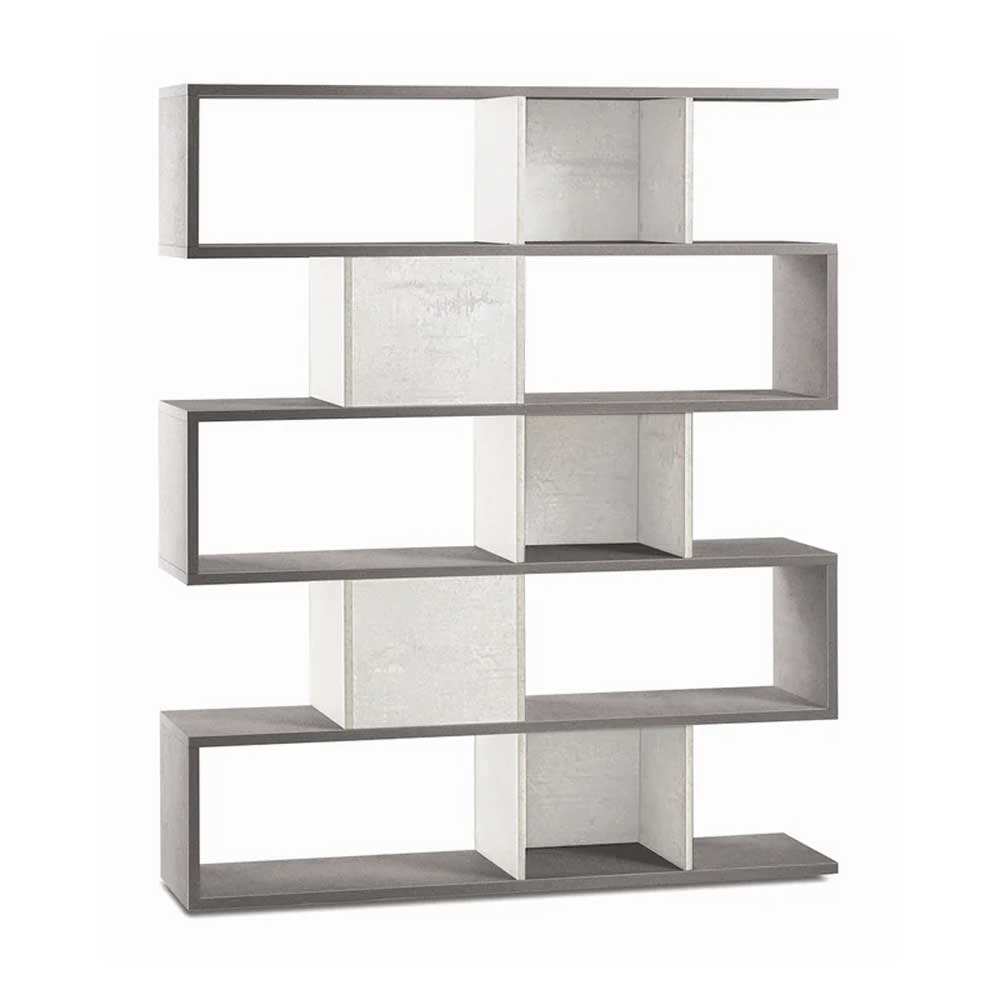 Libreria divisoria a 5 ripiani modulari finitura struttura Cemento / Finitura Ossido Bianco by Sarmog by CeramicStore | Lo specialista del tuo bagno