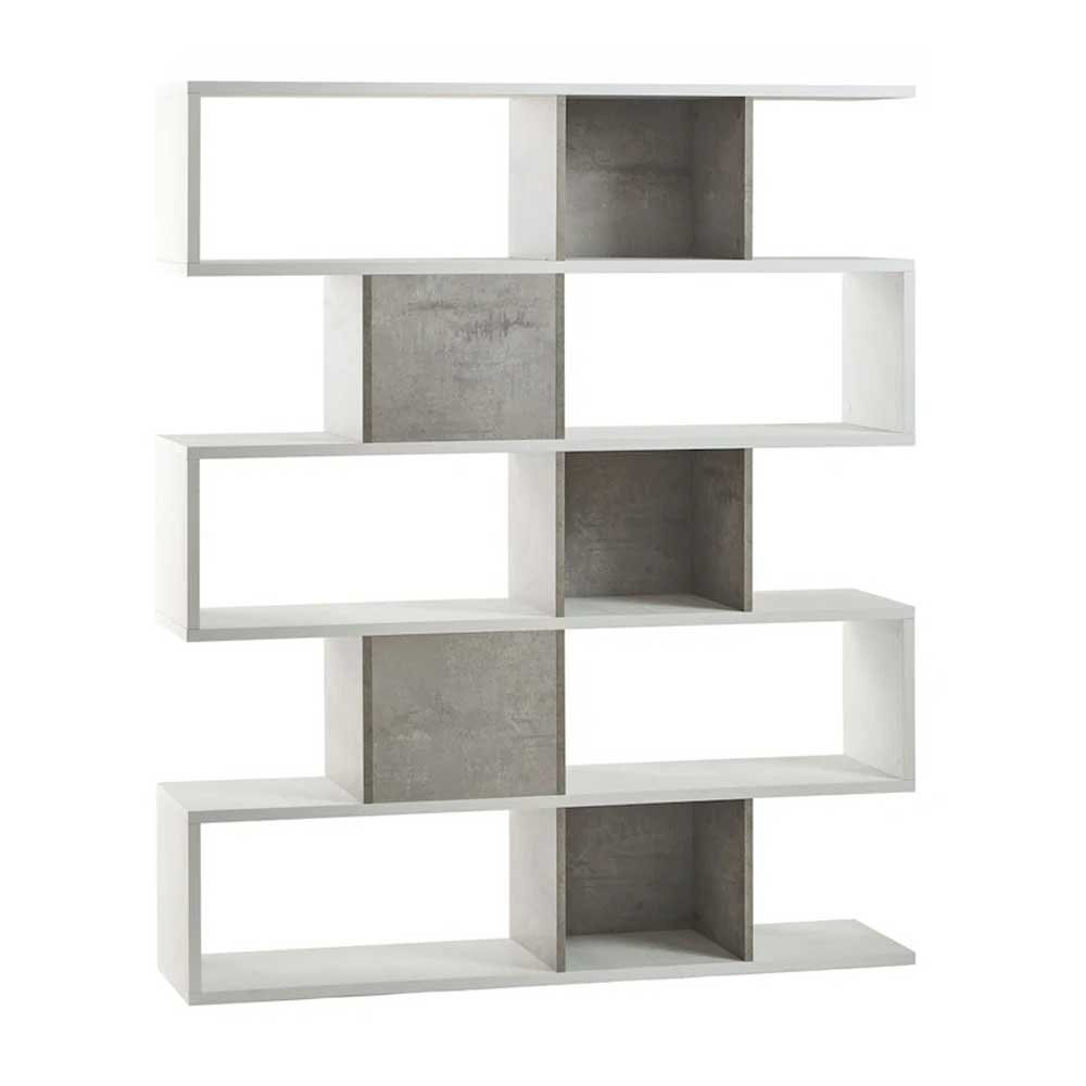 Libreria divisoria a 5 ripiani modulari finitura struttura Ossido Bianco / Frontale Finitura Cemento by Sarmog by CeramicStore | Lo specialista del tuo bagno