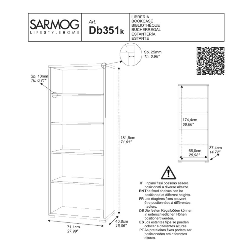 Mobile a giorno Libreria con 4 ripiani finitura Ossido Bianco by Sarmog by CeramicStore | Lo specialista del tuo bagno