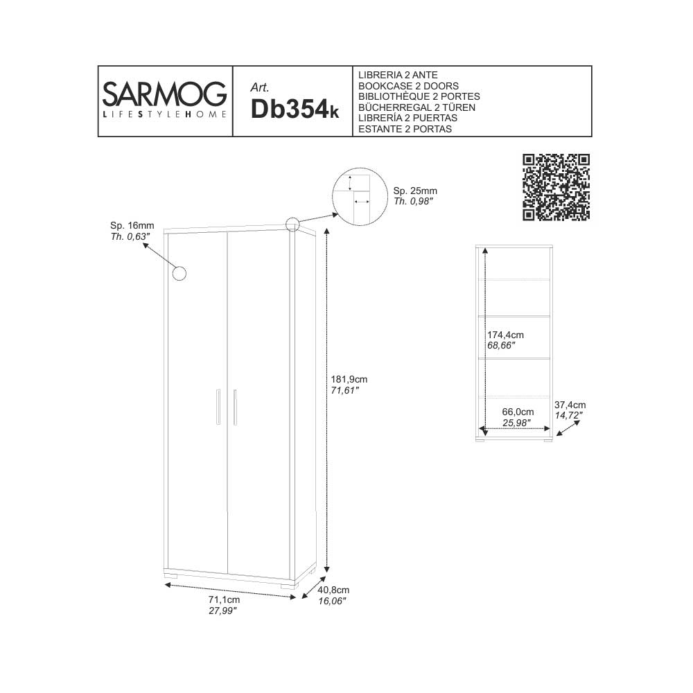 Mobile arredamento moderno a 2 ante e 4 ripiani finitura struttura Cemento / finitura frontale Ossido Bianco by Sarmog by CeramicStore | Lo specialista del tuo bagno