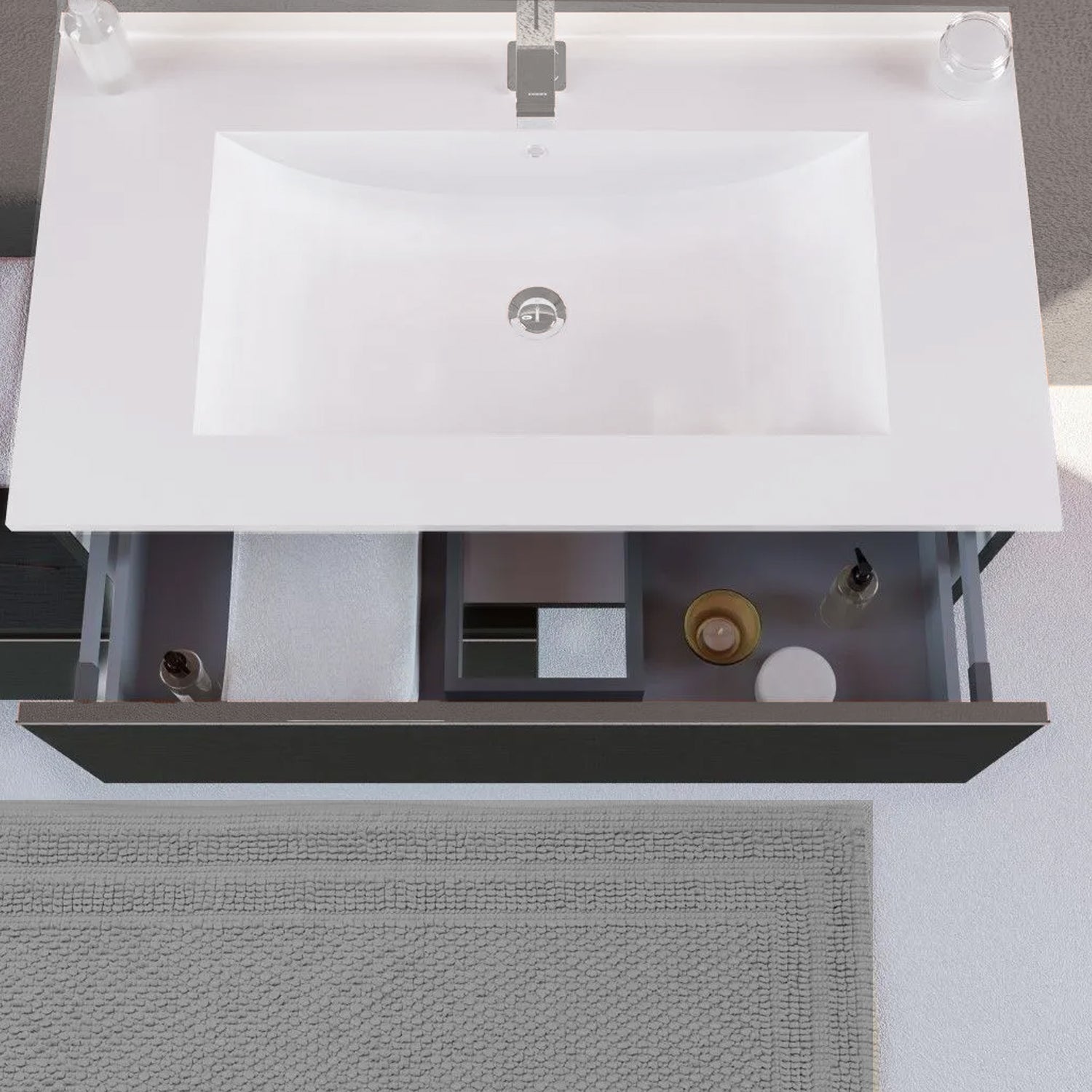 Mobile bagno sospeso a due cassetti con lavabo, specchio digitale cm 80 colore Lino- Cubi&Co modello Incanto 1 by CeramicStore | Lo specialista del tuo bagno