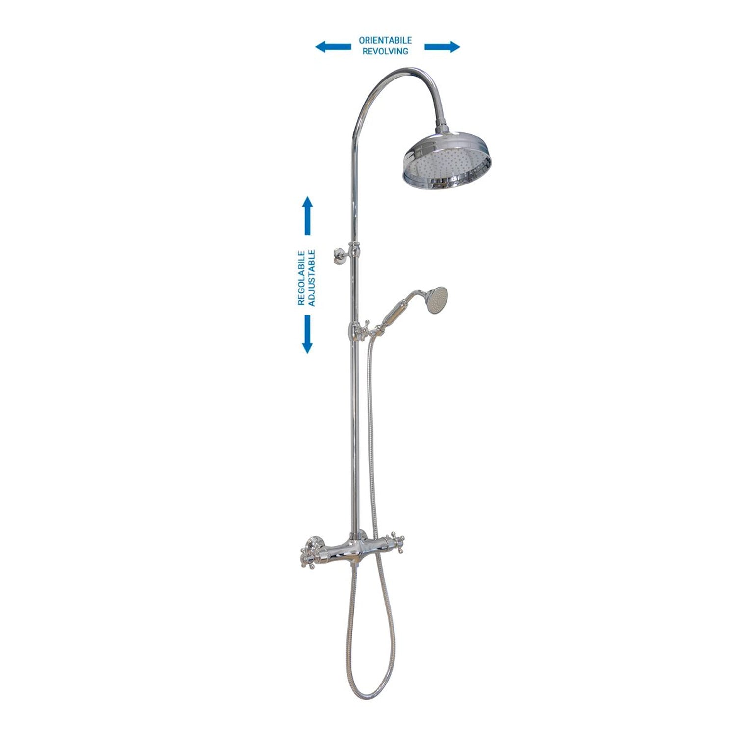 Colonna doccia tonda 2,2cm in ottone con soffione e termostatico TM3S by CeramicStore | Lo specialista del tuo bagno