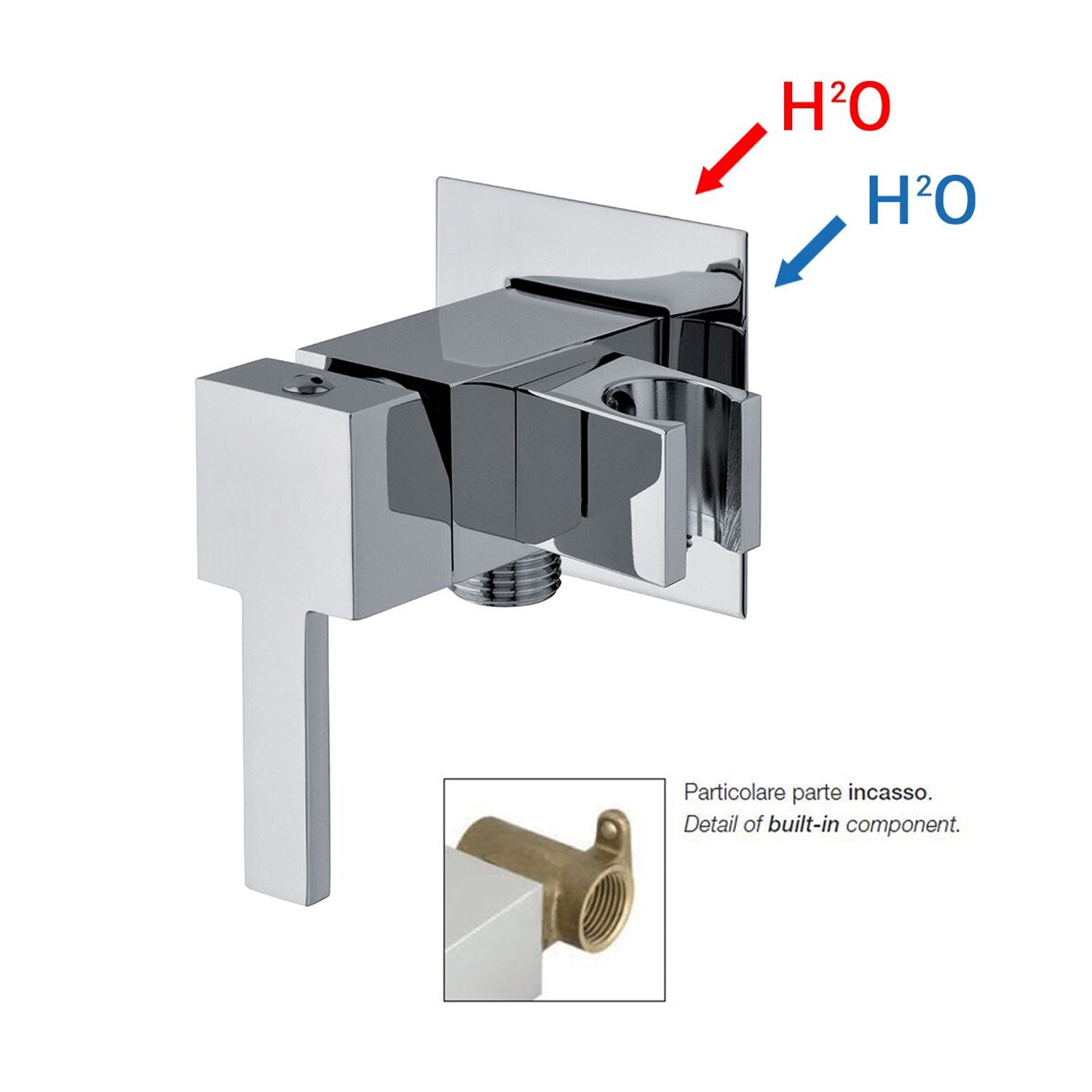 Miscelatore quadro per idroscopino in ottone con supporto doccia attacco 1/2M by CeramicStore | Lo specialista del tuo bagno