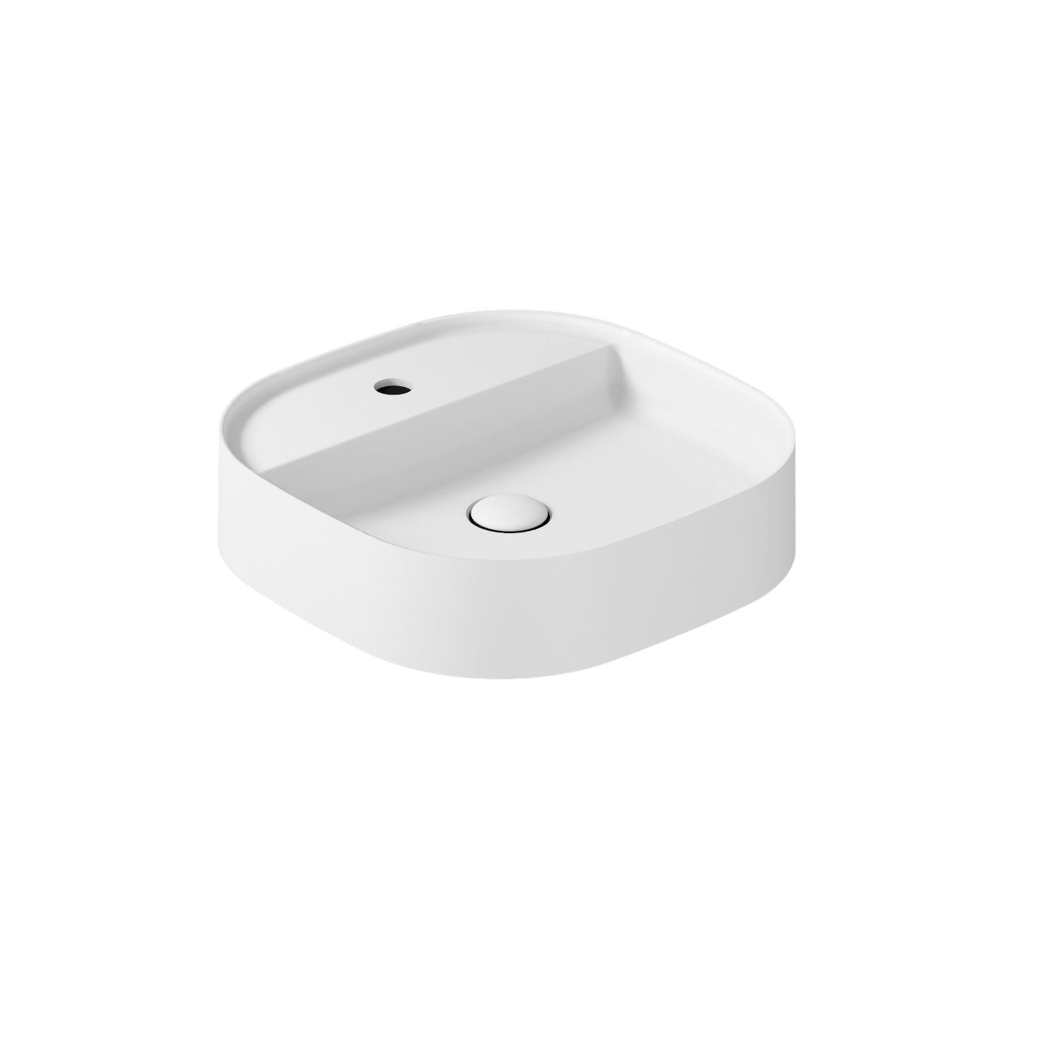 Lavabo da appoggio con angoli stondati serie Smart-B di Ceramica Galassia - Bianco matt 45cm