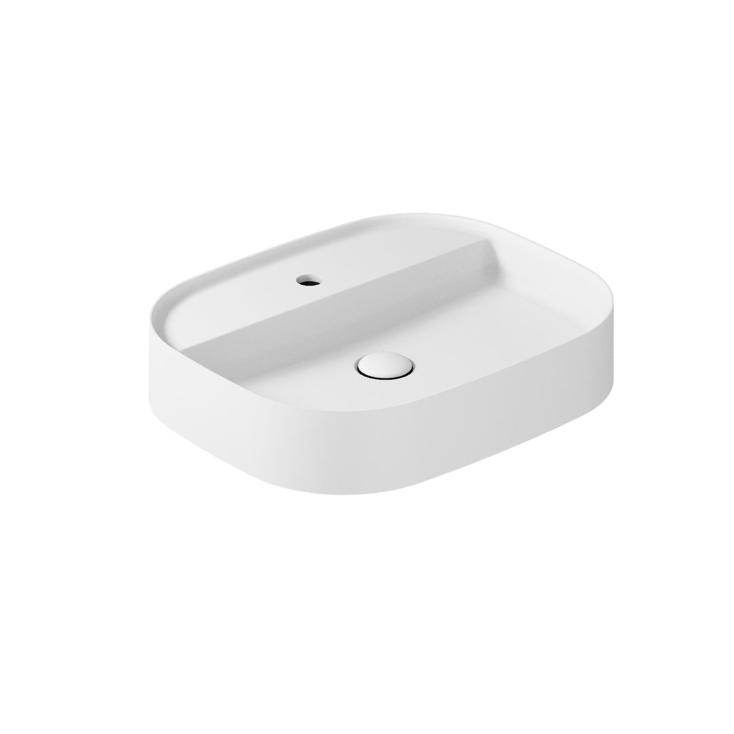 Lavabo da appoggio rettangolare con angoli stondati serie Smart-B di Ceramica Galassia - Bianco matt 55x45cm