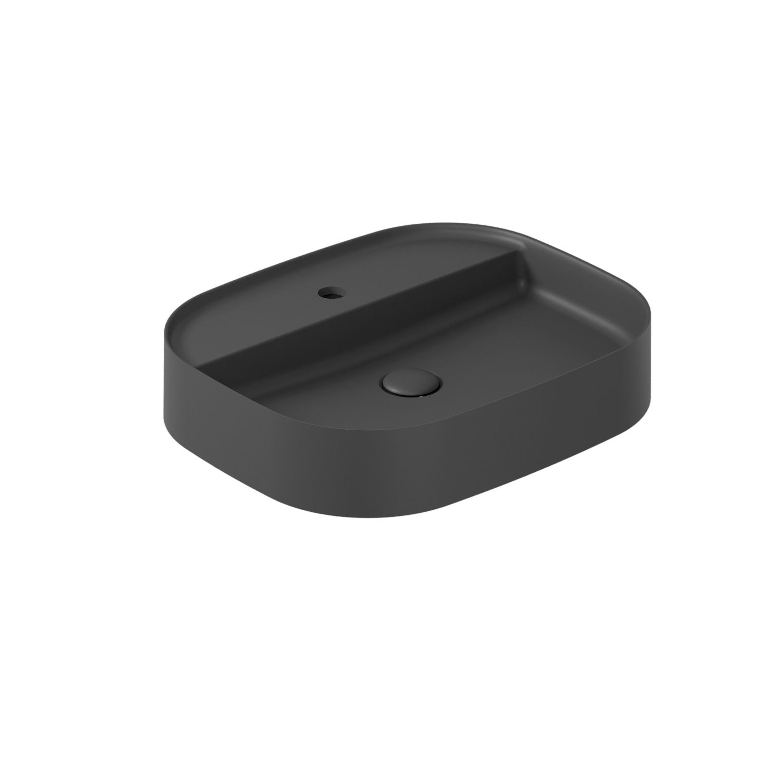 Lavabo da appoggio rettangolare con angoli stondati serie Smart-B di Ceramica Galassia - Nero matt 55x45cm