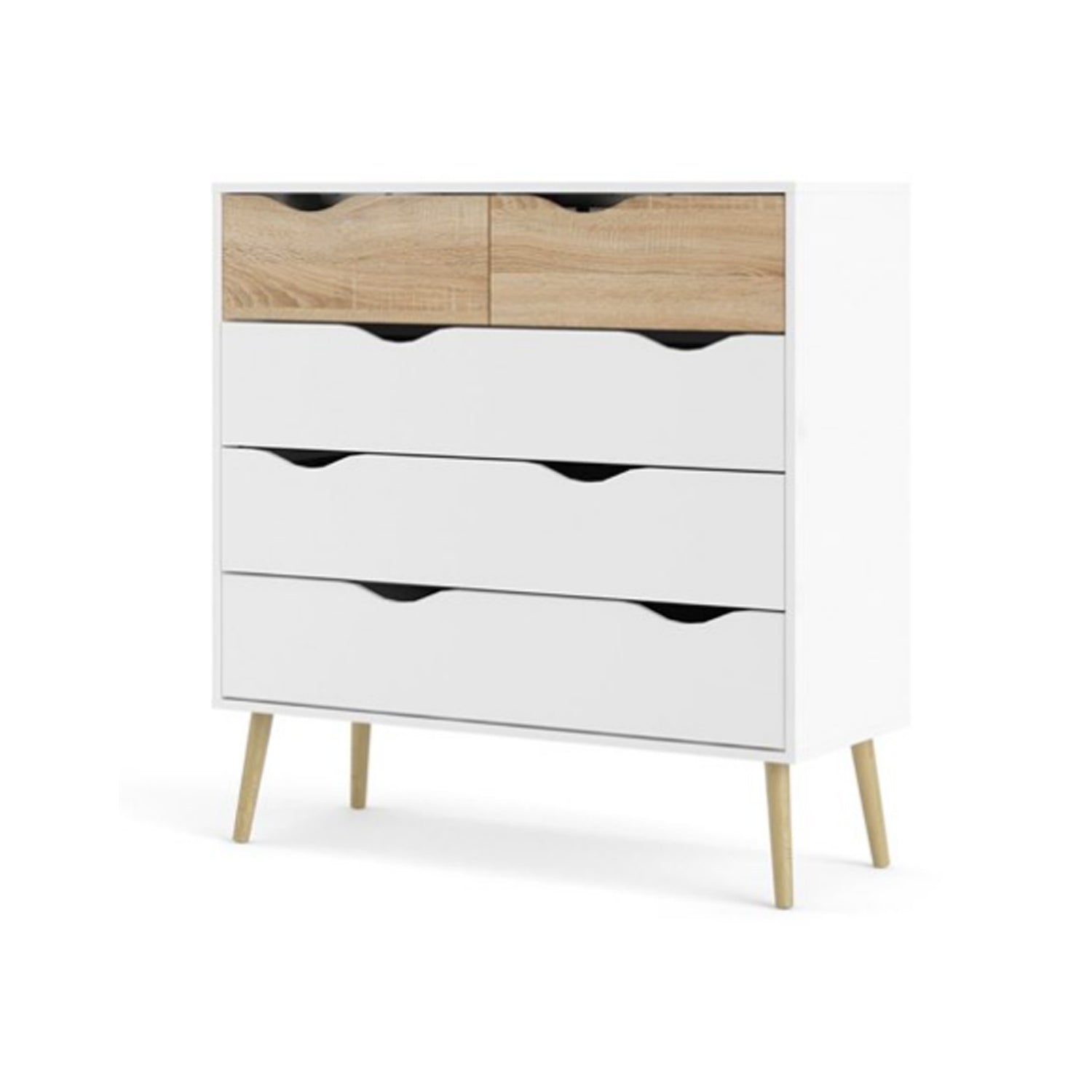 Cassettiera modello Oslo con 5 cassetti - Bianco/Rovere naturale by CeramicStore | Lo specialista del tuo bagno