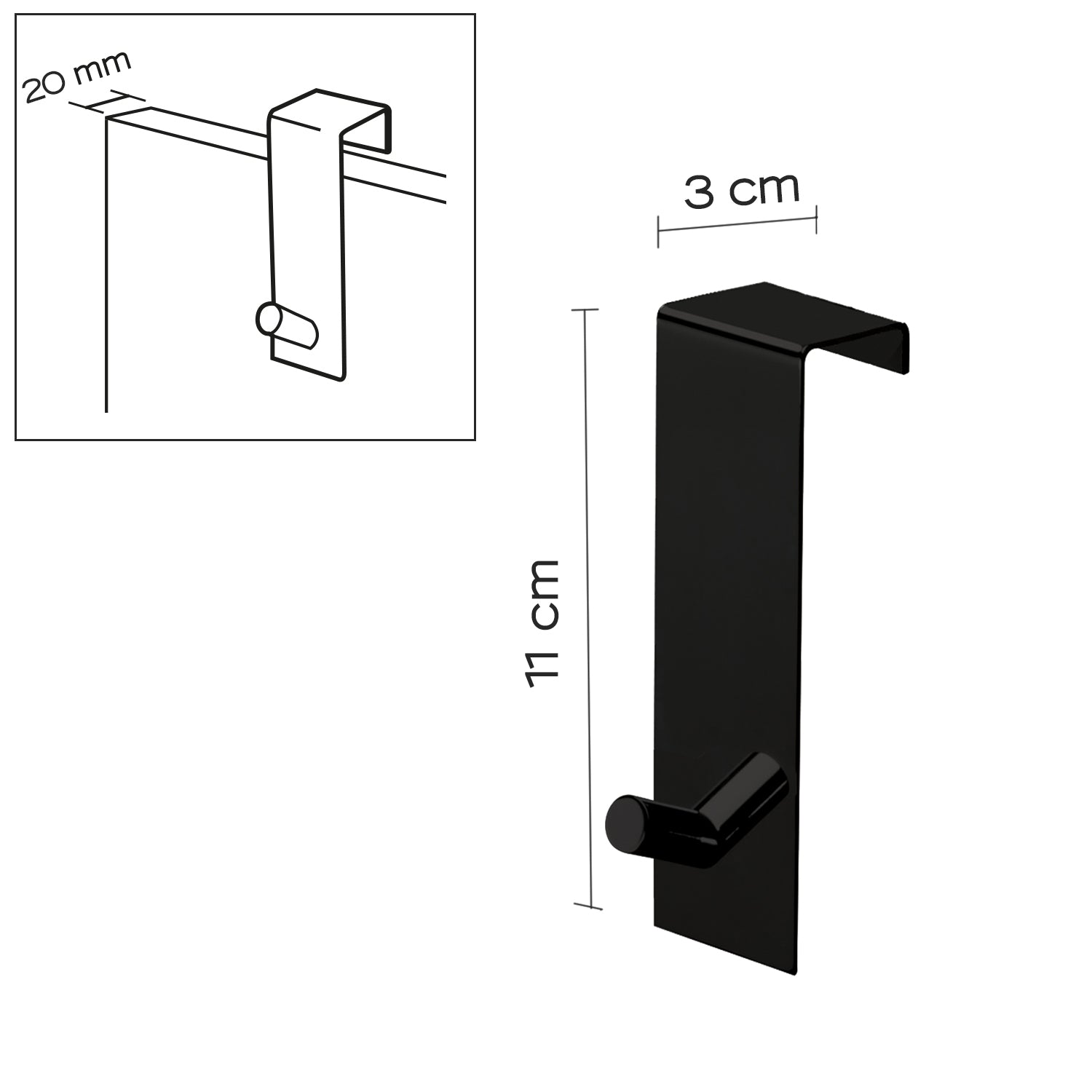 Appendiabiti Morgana singolo sopraporta da 20 mm - Nero Matt by CeramicStore | Lo specialista del tuo bagno