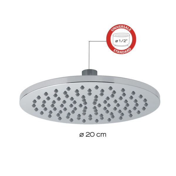 Soffione doccia monogetto Plus 01 di Gedy diametro di 20 cm - Cromato by CeramicStore | Lo specialista del tuo bagno
