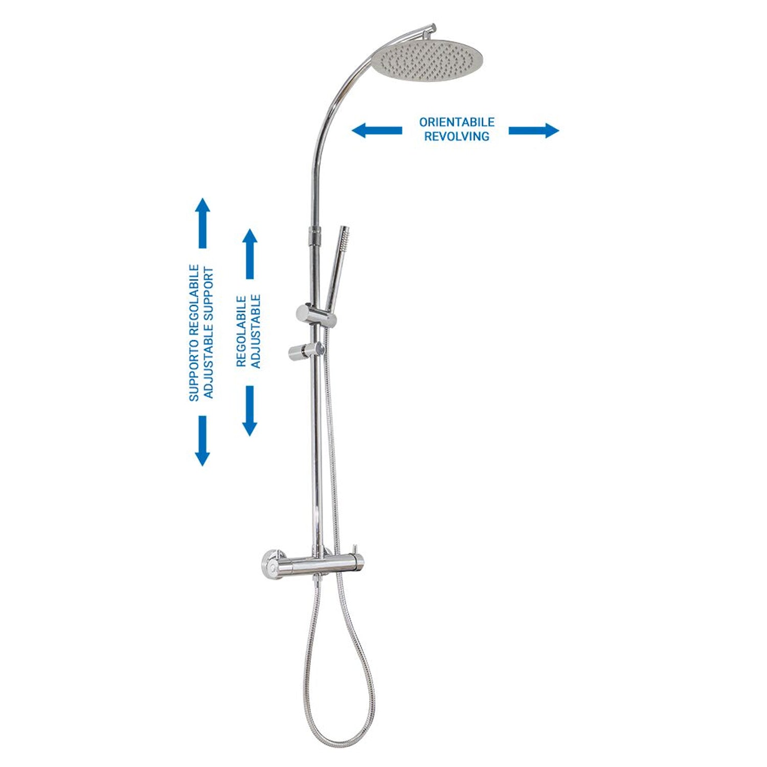 Colonna doccia regolabile con soffione Linz e termostatico TM3C 85-121cm by CeramicStore | Lo specialista del tuo bagno