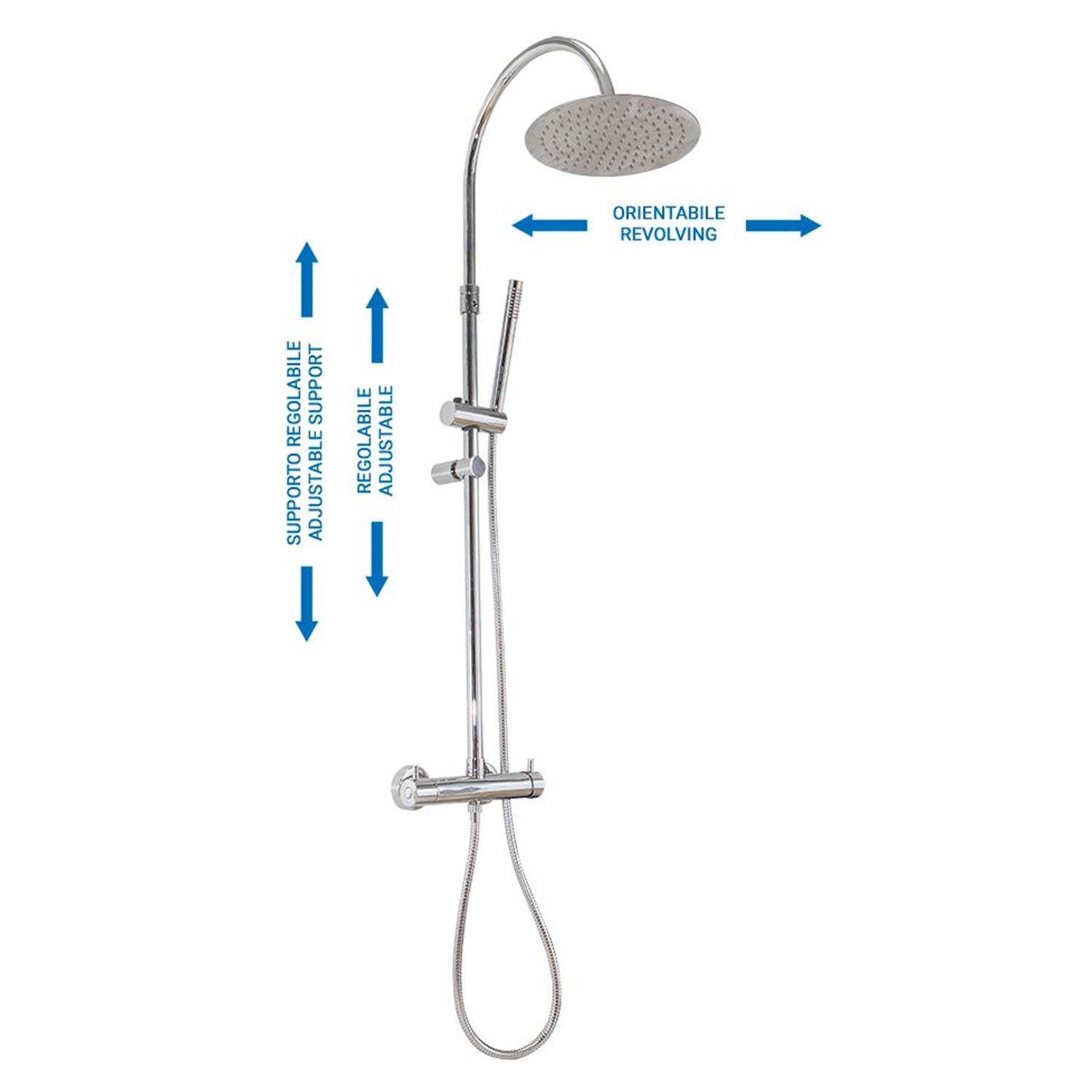Colonna doccia regolabile in profondità con soffione Linz e termostatico TM3C by CeramicStore | Lo specialista del tuo bagno