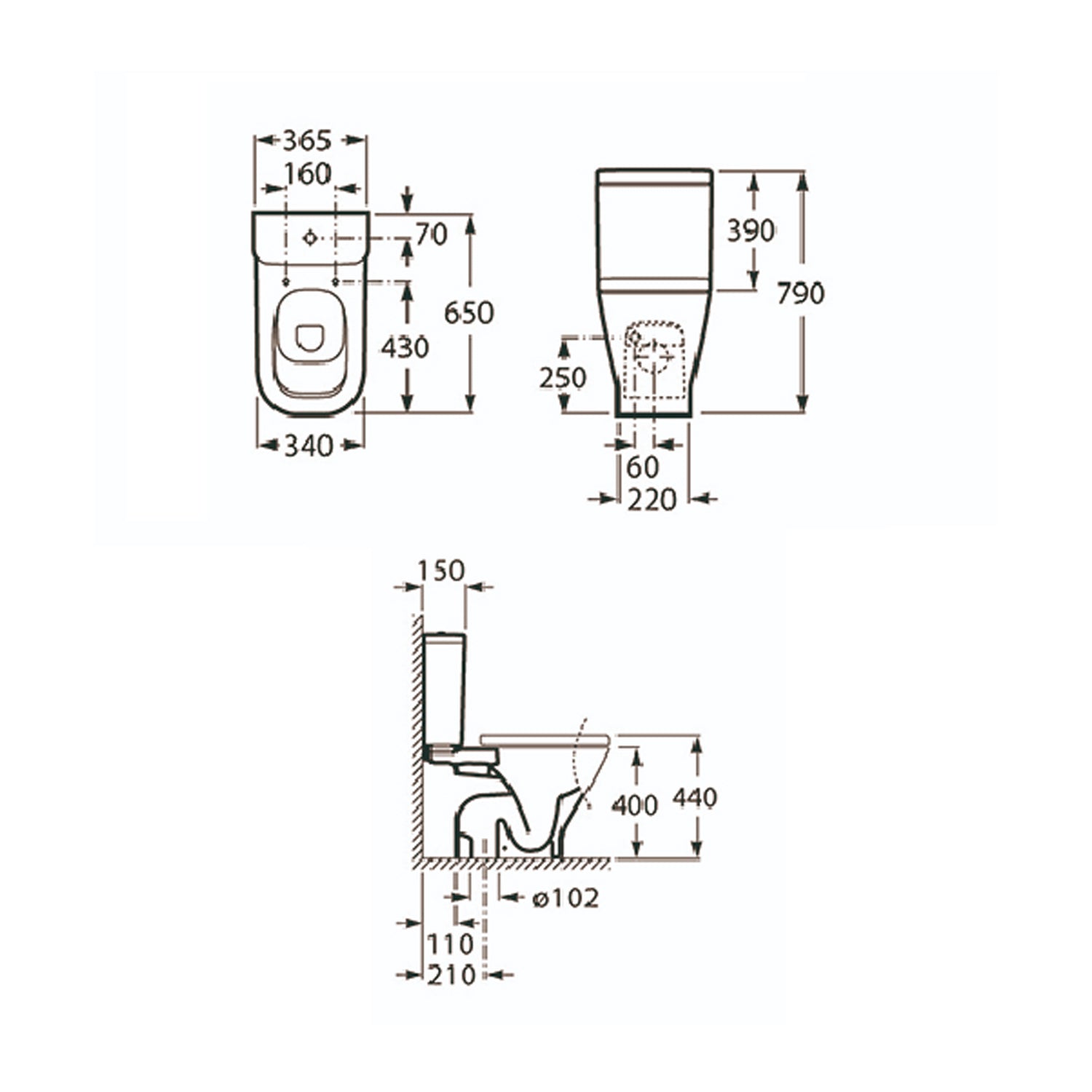 Vaso monoblocco serie Link 36