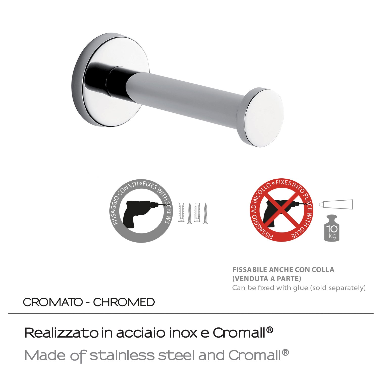 Porta rotolo in Acciaio Inox e Cromall Gedy serie Felce - Cromato