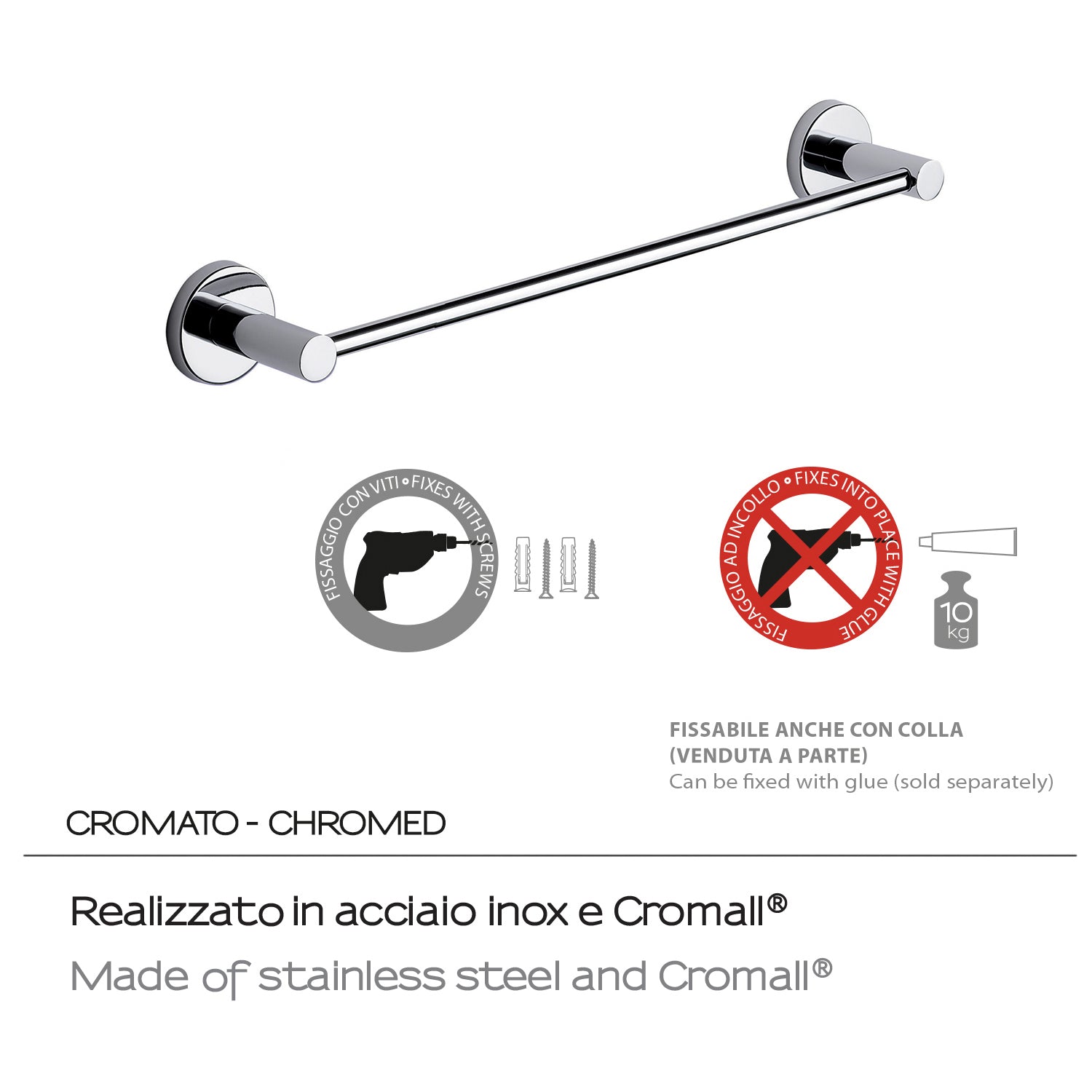 Porta asciugamani 35 cm in Acciaio Inox e Cromall Gedy serie Felce - Cromato by CeramicStore | Lo specialista del tuo bagno
