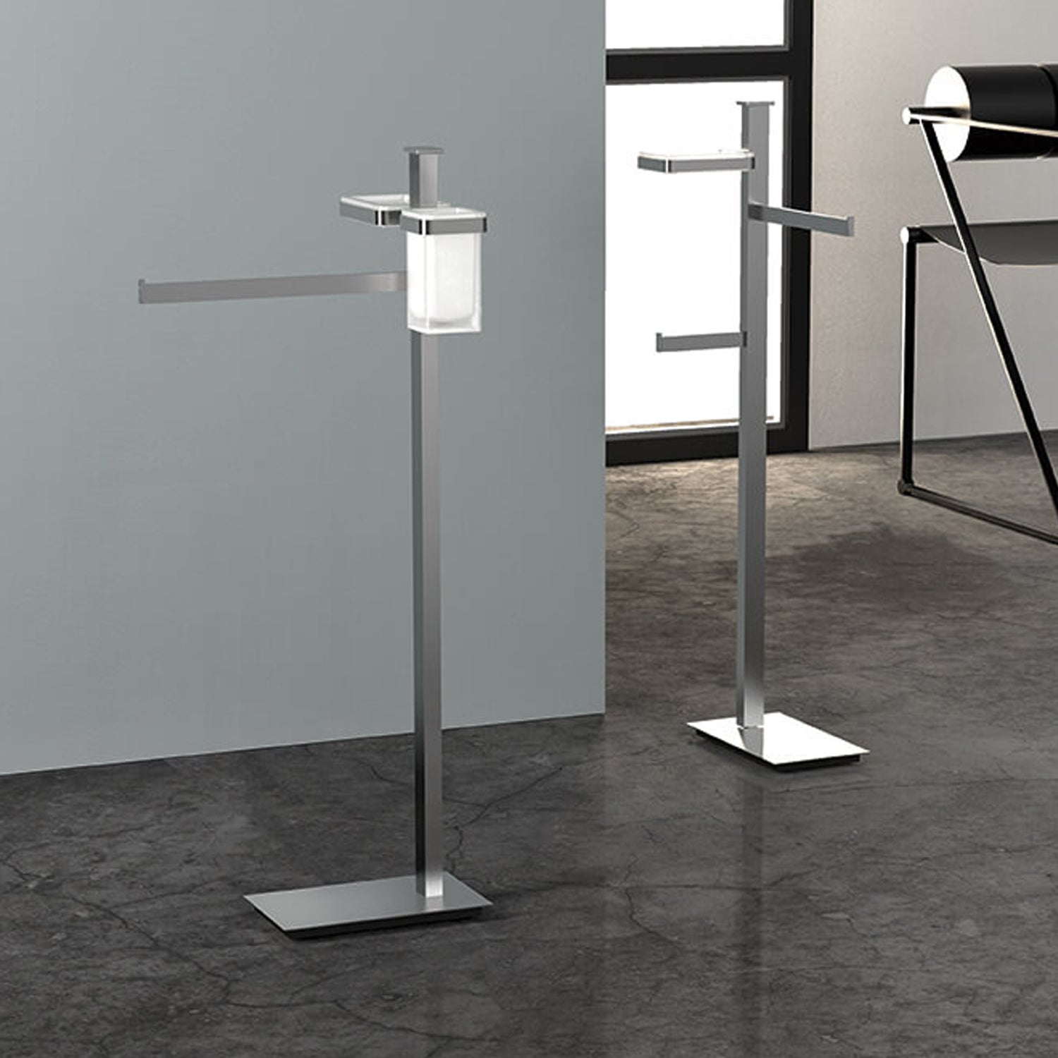 Piantana sinistra con porta sapone, porta rotolo e porta salvietta in ottone Units di Colombo Design by CeramicStore | Lo specialista del tuo bagno
