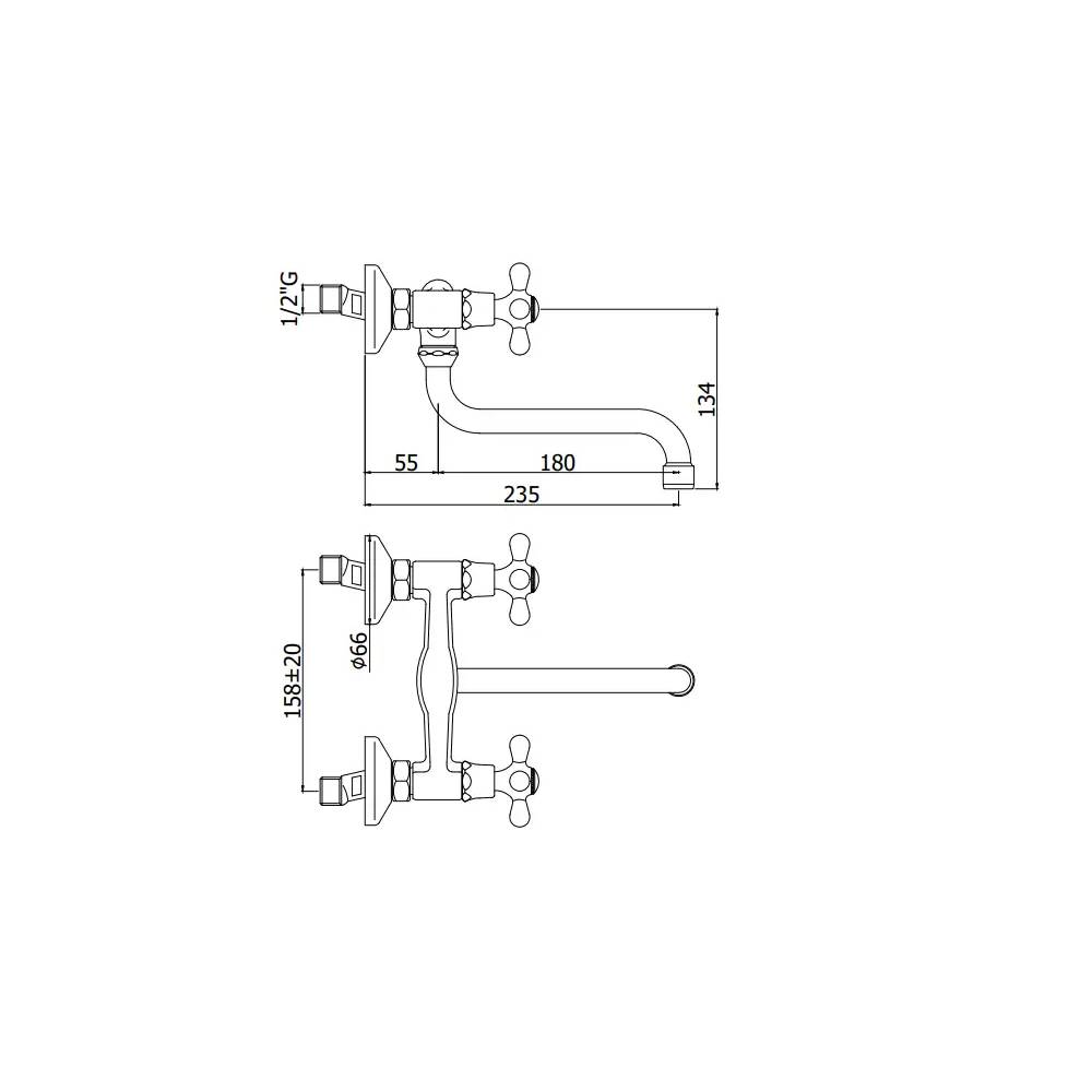 Gruppo lavello a doppia leva cucina a parete serie Iris modello IRV161CO Cromato oro Paffoni by CeramicStore | Lo specialista del tuo bagno