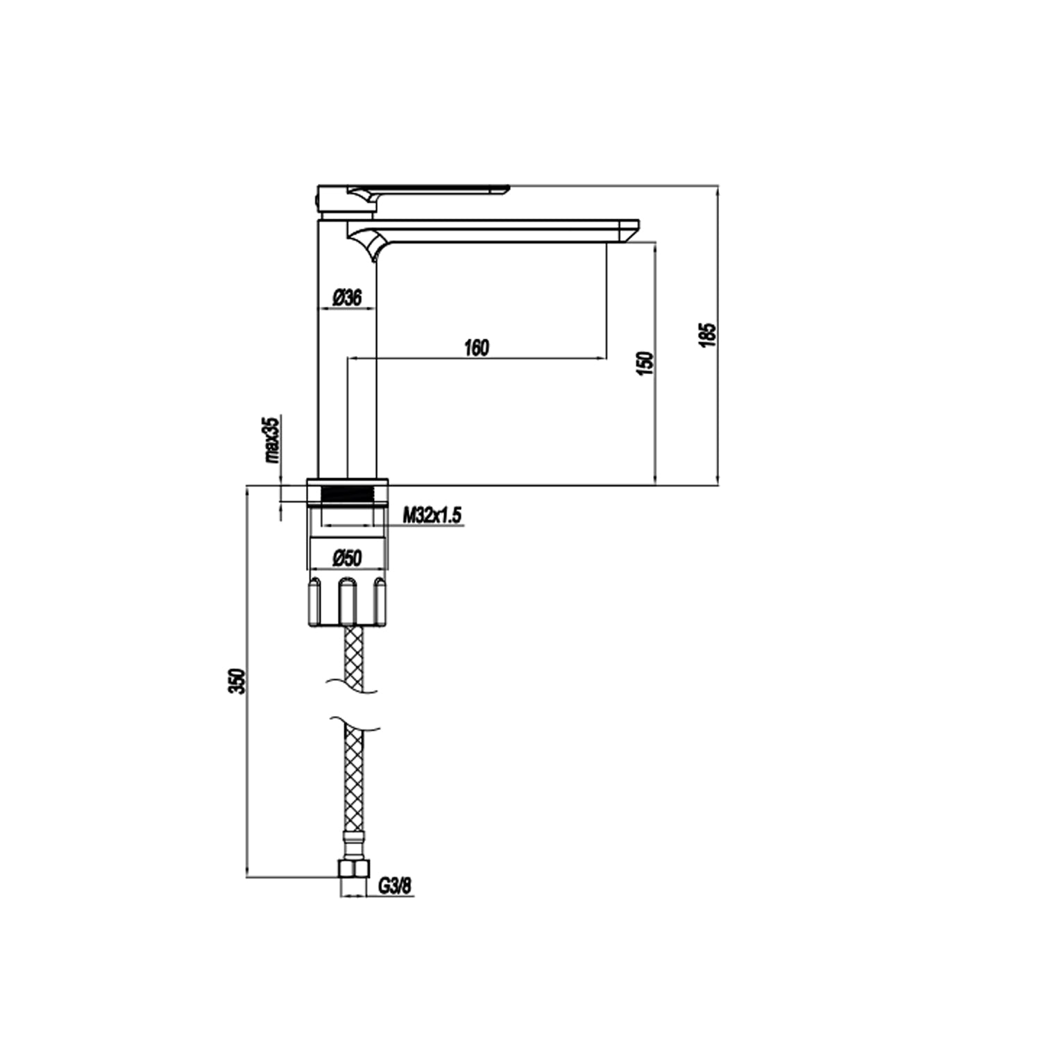 Miscelatore monocomando lavabo bocca lunga RubiFlux serie Azzurro - Cromo by CeramicStore | Lo specialista del tuo bagno