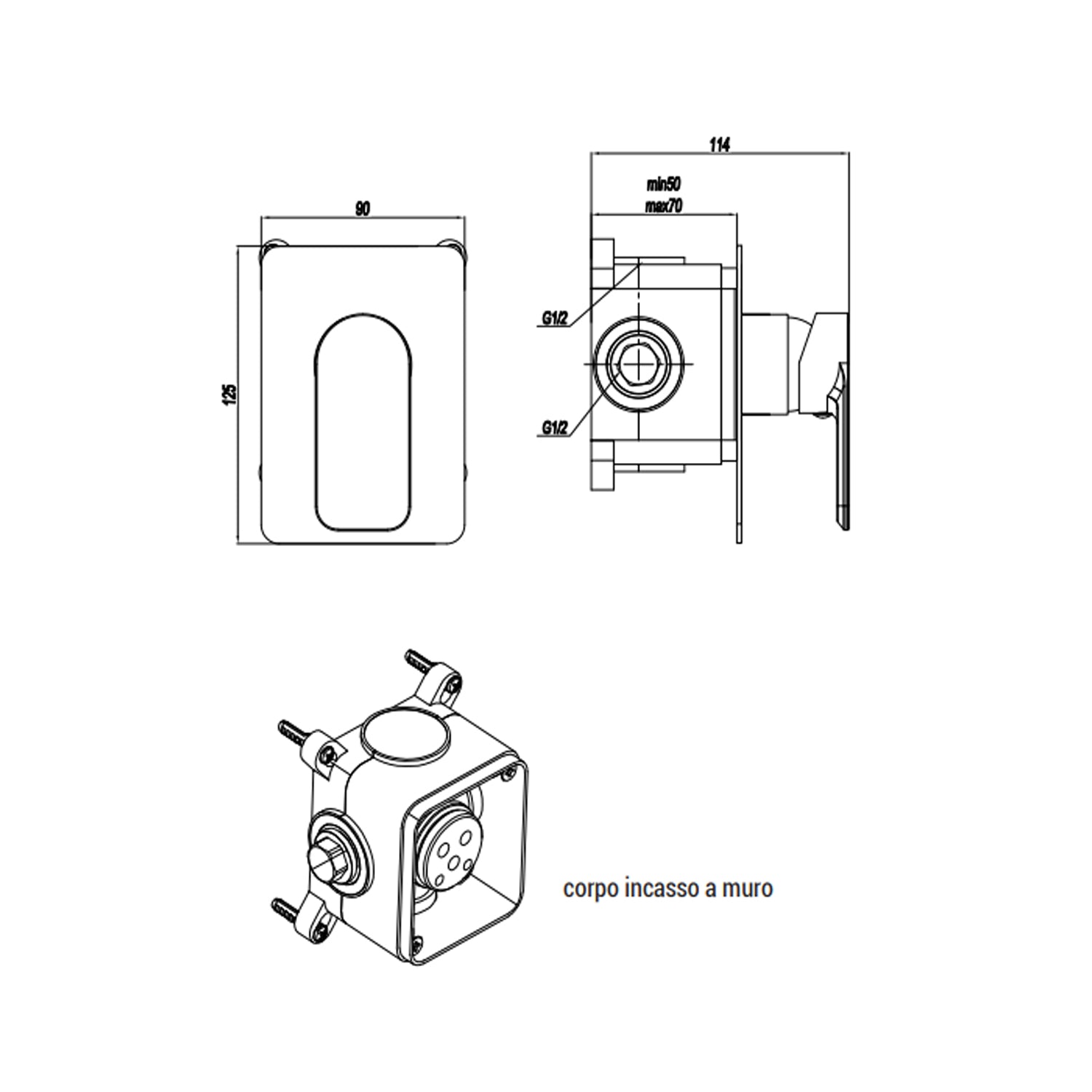 Miscelatore monocomando da incasso per doccia RubiFlux serie Azzurro - Satinato by CeramicStore | Lo specialista del tuo bagno