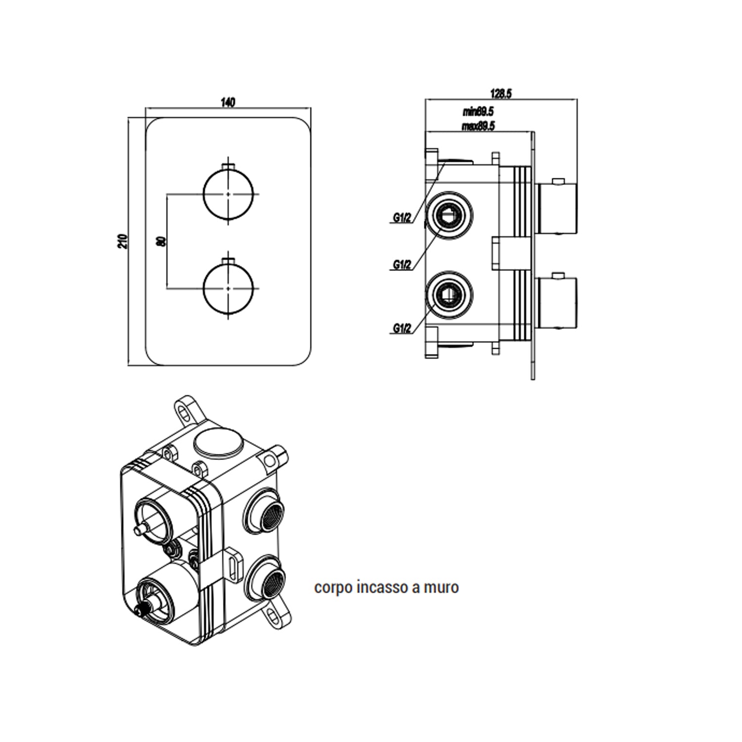 Miscelatore monocomando incasso termostatico con deviatore RubiFlux serie Azzurro - Nero Opaco by CeramicStore | Lo specialista del tuo bagno