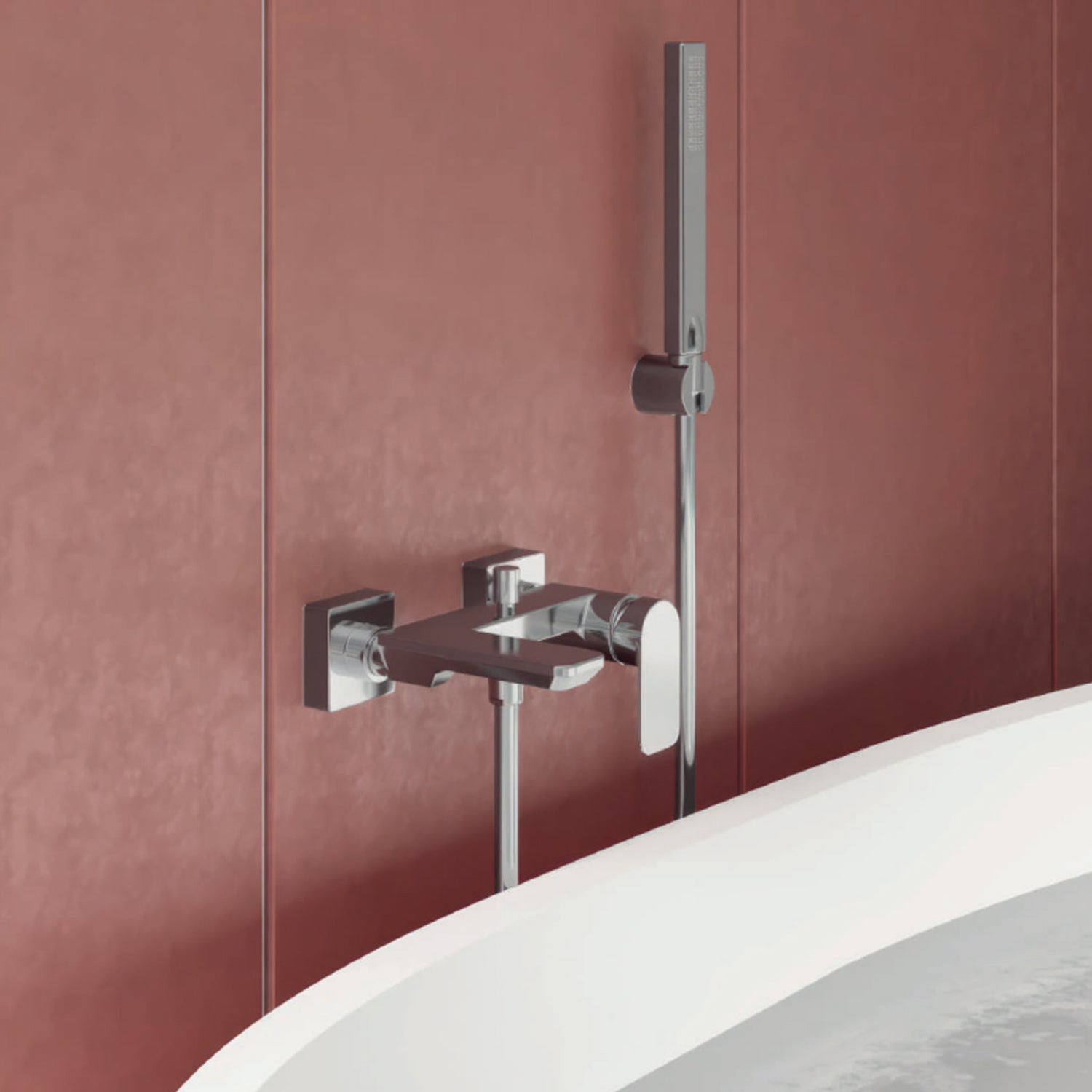 Miscelatore monocomando esterno per vasca con kit doccino RubiFlux serie Azzurro - Nero Opaco by CeramicStore | Lo specialista del tuo bagno