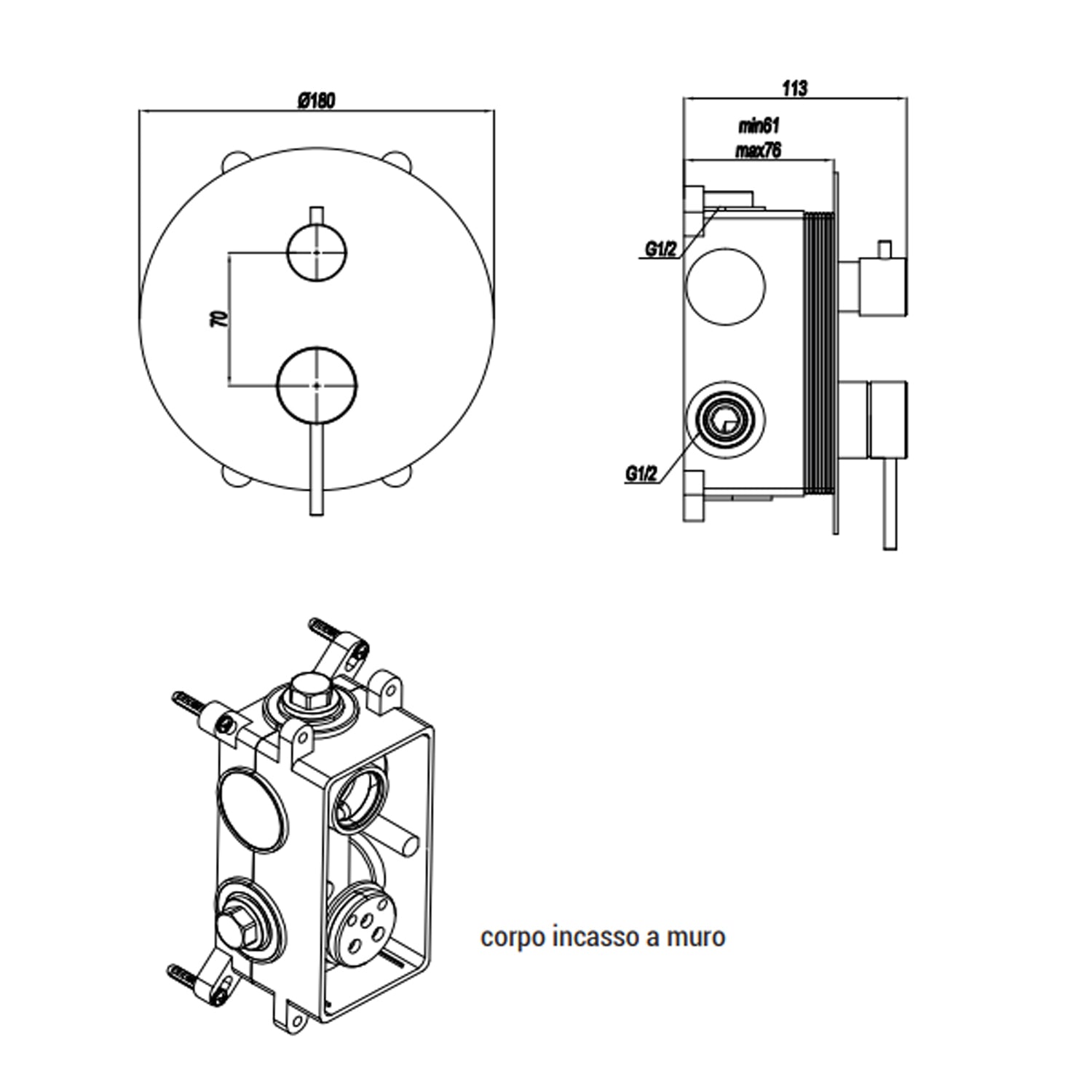 Miscelatore monocomando a incasso per doccia con deviatore RubiFlux serie Aria - Acciaio satinato by CeramicStore | Lo specialista del tuo bagno