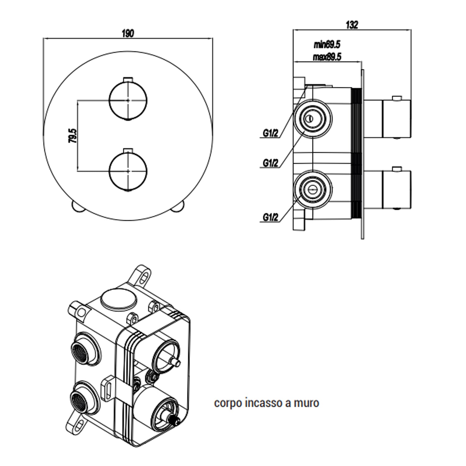 Miscelatore monocomando termostatico a incasso per doccia con deviatore RubiFlux serie Aria - Acciaio satinato by CeramicStore | Lo specialista del tuo bagno