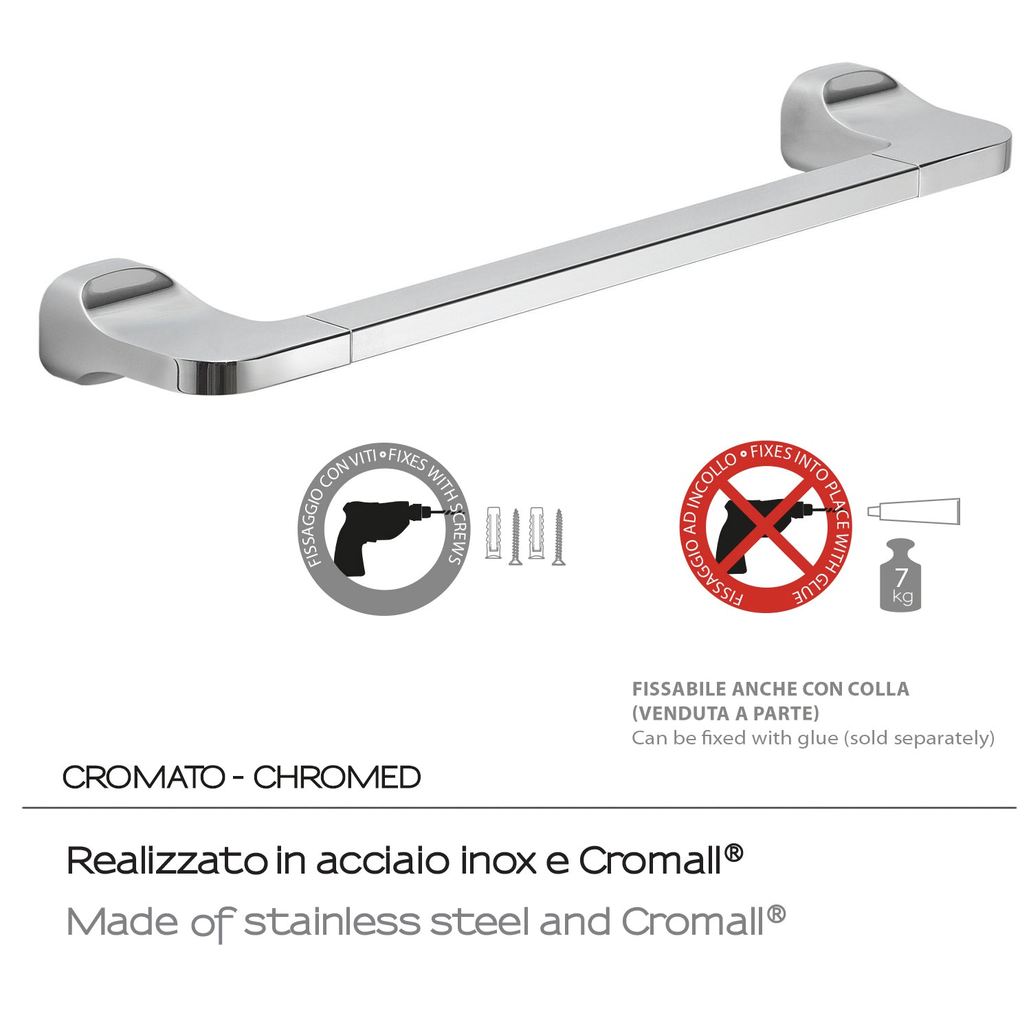 Porta asciugamani 45 cm in Acciaio Inox Gedy serie Stelvio - Cromato by CeramicStore | Lo specialista del tuo bagno