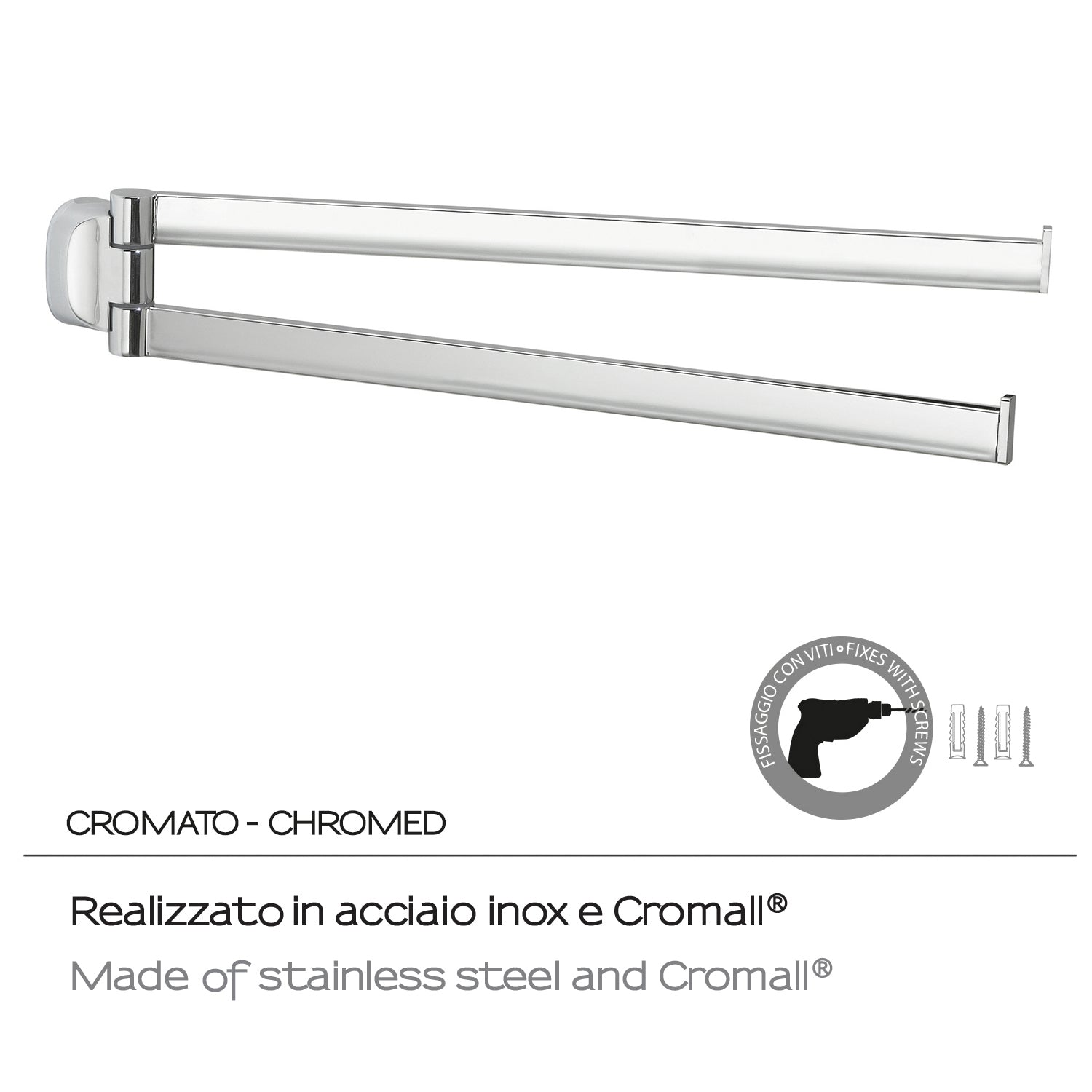 Porta asciugamani a snodo in Acciaio Inox Gedy serie Stelvio - Cromato by CeramicStore | Lo specialista del tuo bagno