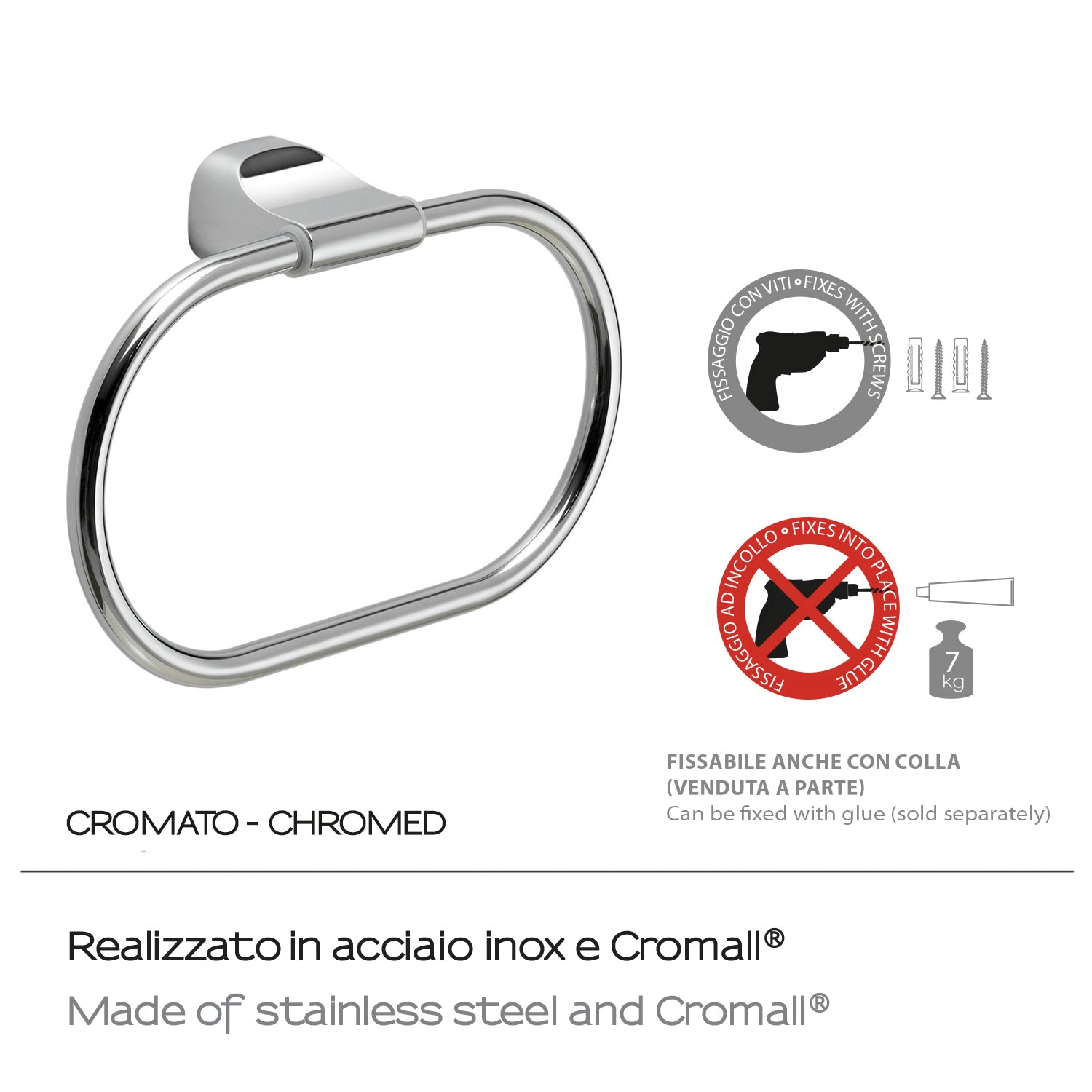 Porta asciugamani ad anello in Acciaio Inox Gedy serie Stelvio - Cromato by CeramicStore | Lo specialista del tuo bagno