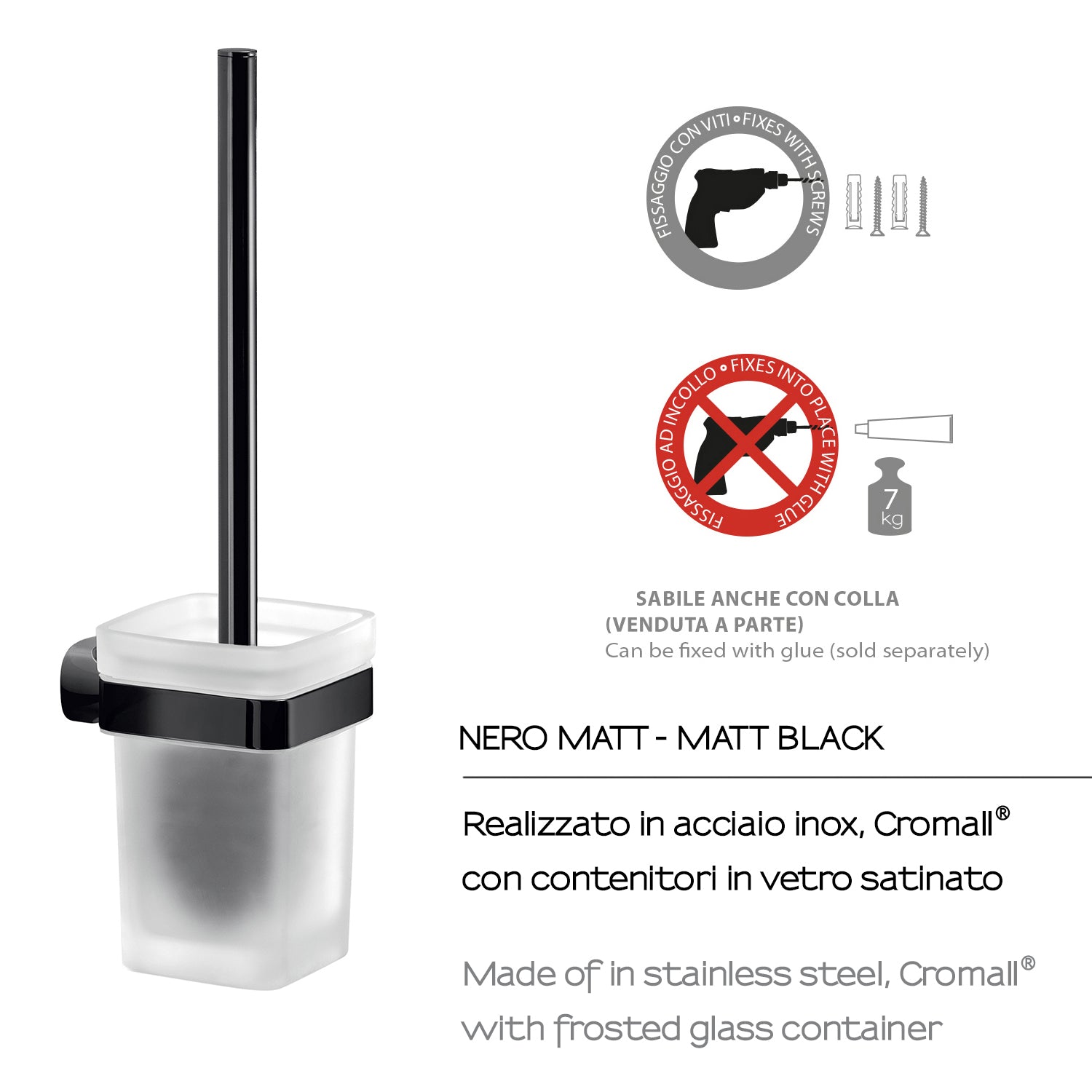 Scopino a parete in Acciaio Inox Gedy serie Stelvio - Nero Matt by CeramicStore | Lo specialista del tuo bagno