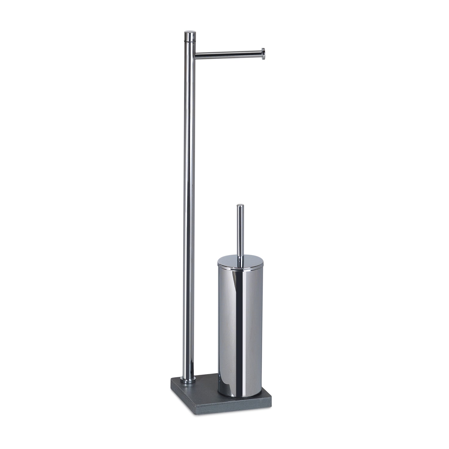Piantana in Acciaio Inox con portarotolo e scopino Gedy serie Trilly - Grigio
