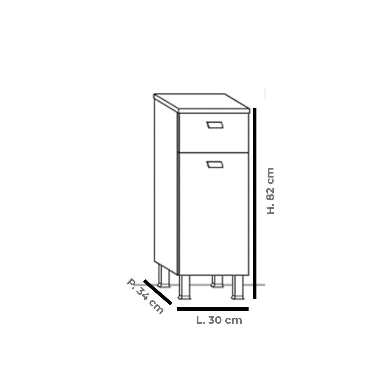 Mobiletto bagno a terra con un'anta e un cassetto modello Rimini Falegnameria Adriatica - Larice by CeramicStore | Lo specialista del tuo bagno