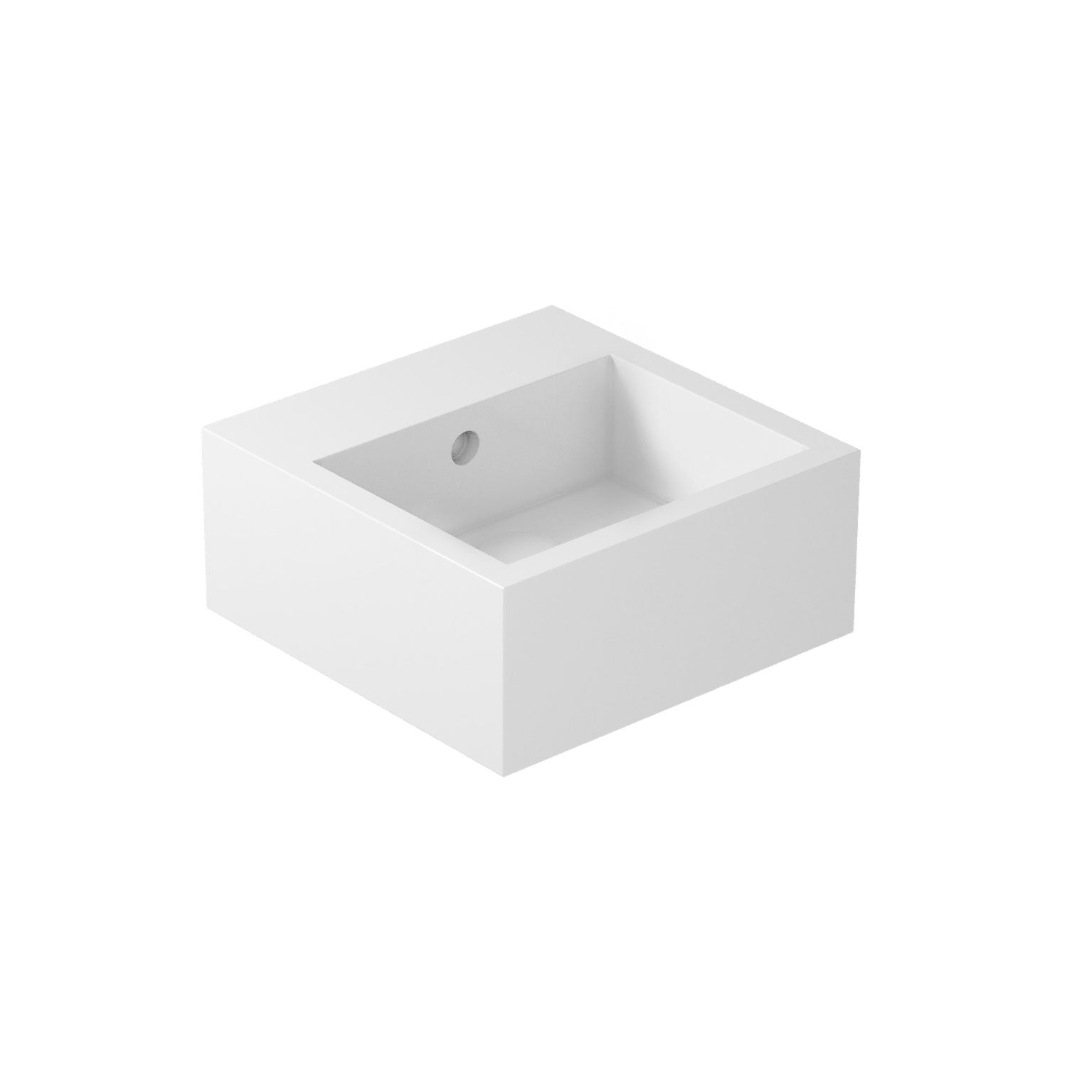 Lavabo quadrato da appoggio/sospeso serie Plus Design di Ceramica Galassia - Bianco lucido 40x40cm