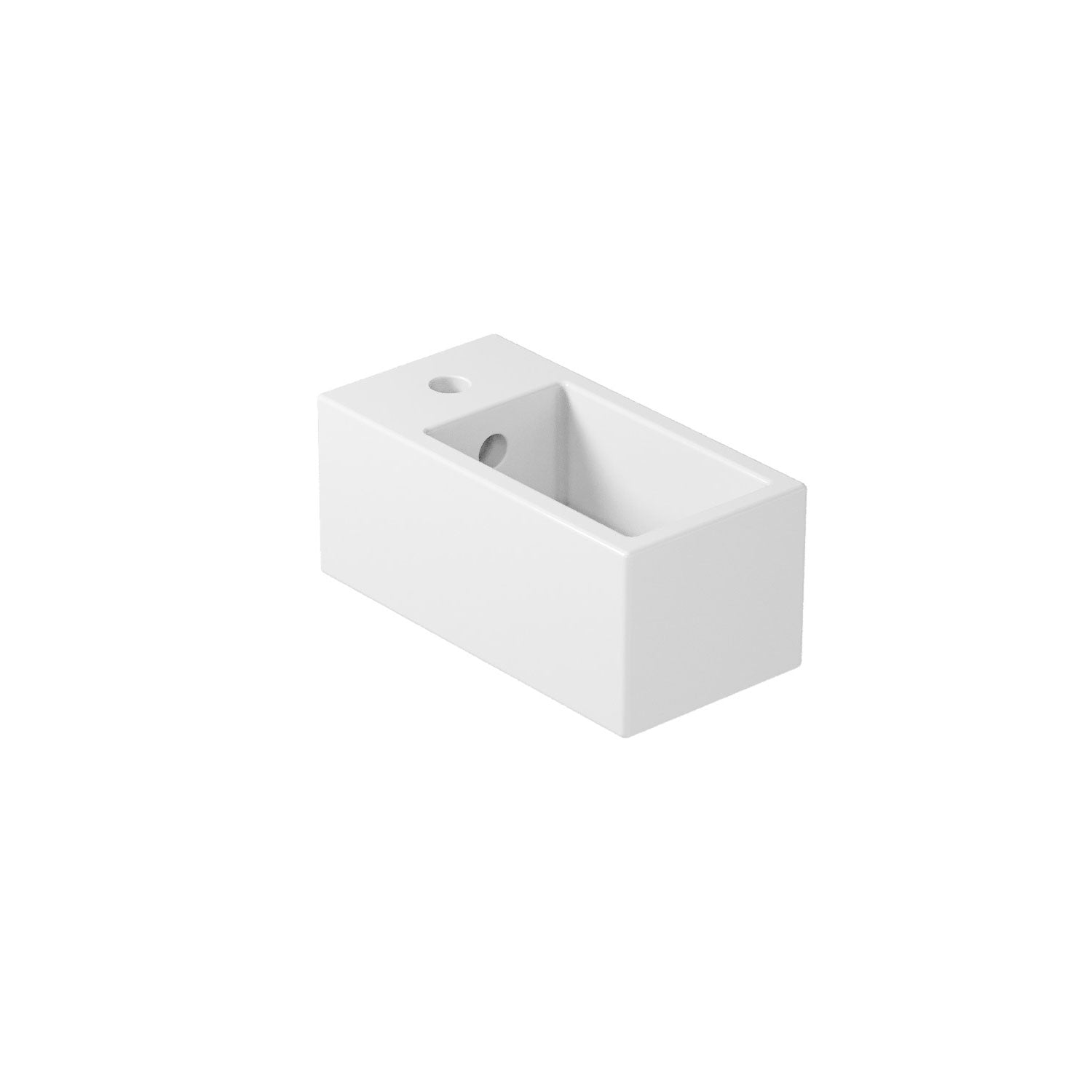 Lavabo da appoggio/sospeso serie Plus Design di Ceramica Galassia - Bianco lucido 40x20cm